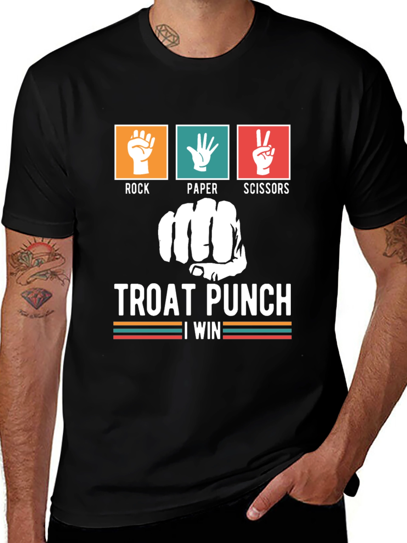 Variant 18 of Rock Paper Scissors Throat Punch Funny Graphic Tee