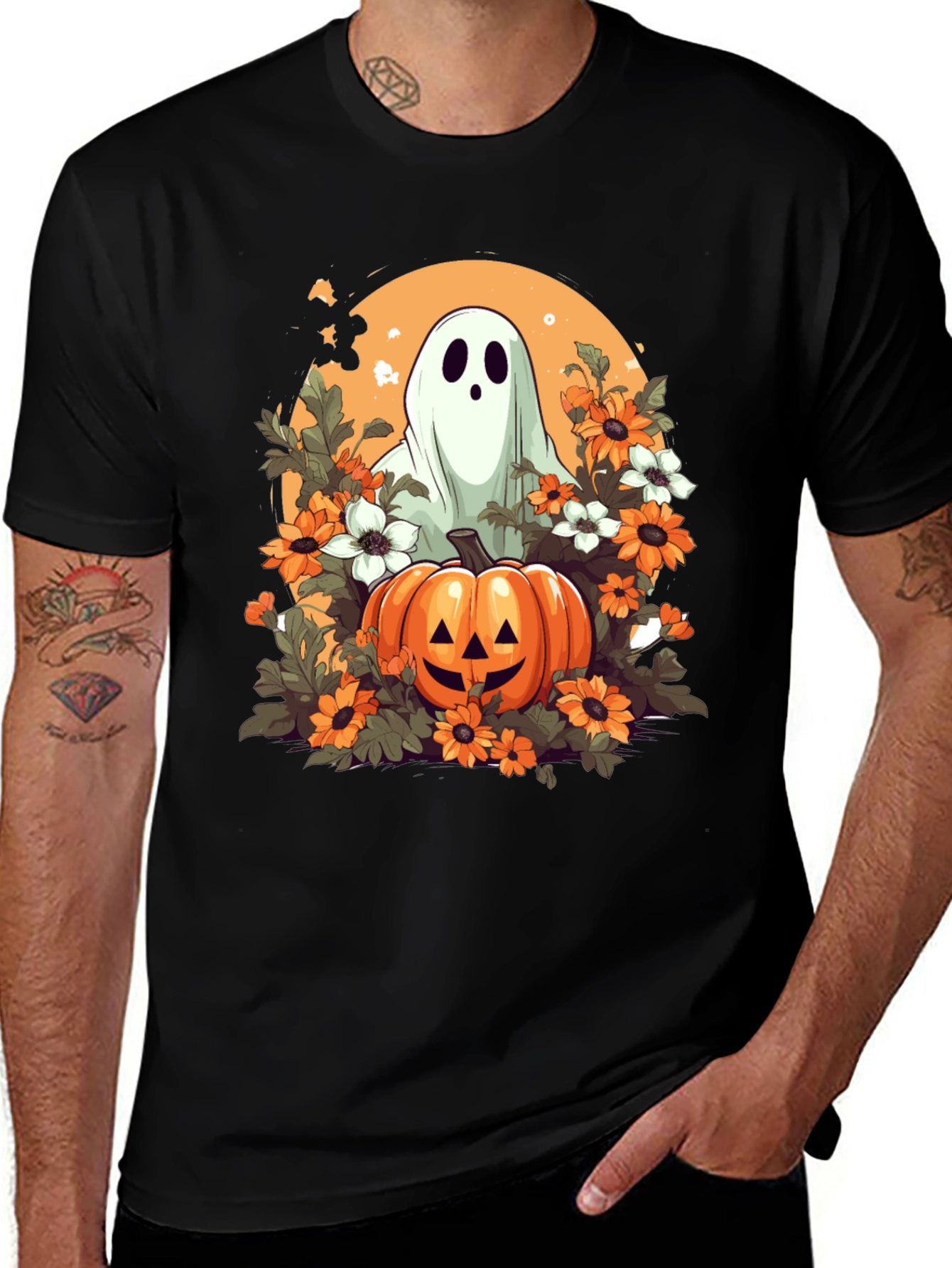 Variant 22 of Halloween Ghost & Pumpkin Graphic Tee