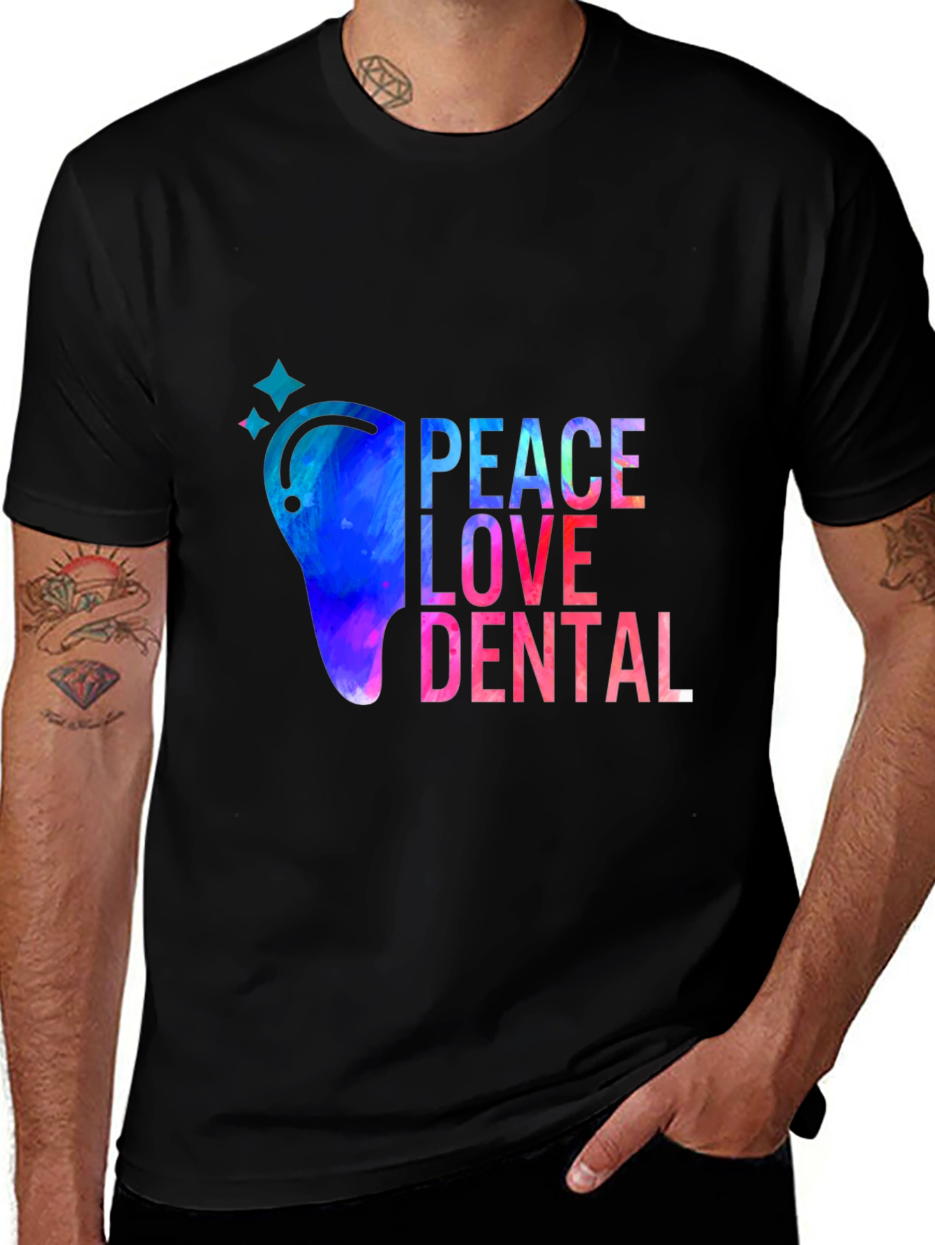 Variant 3 of Peace Love Dental Black T-Shirt