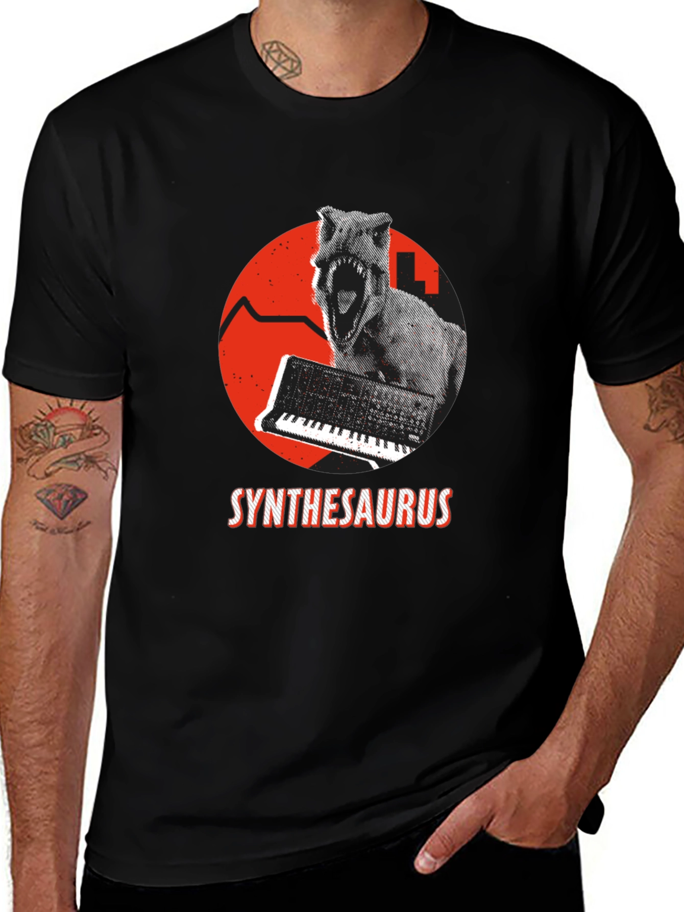Variant 22 of Synthesaurus T-Shirt: Dino Synth Music Tee