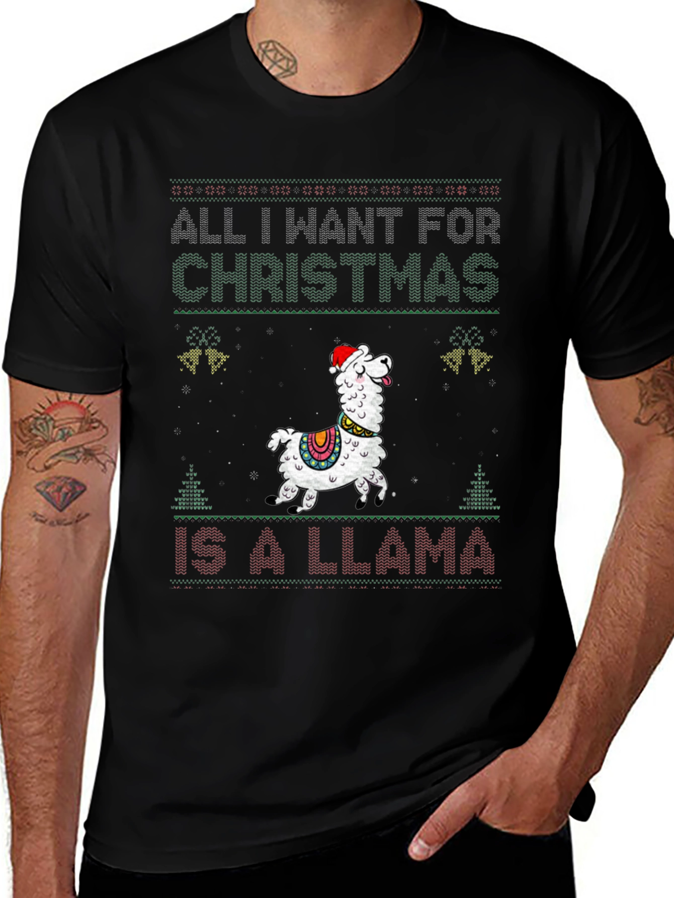 Llama Christmas T-Shirt - All I Want For Christmas