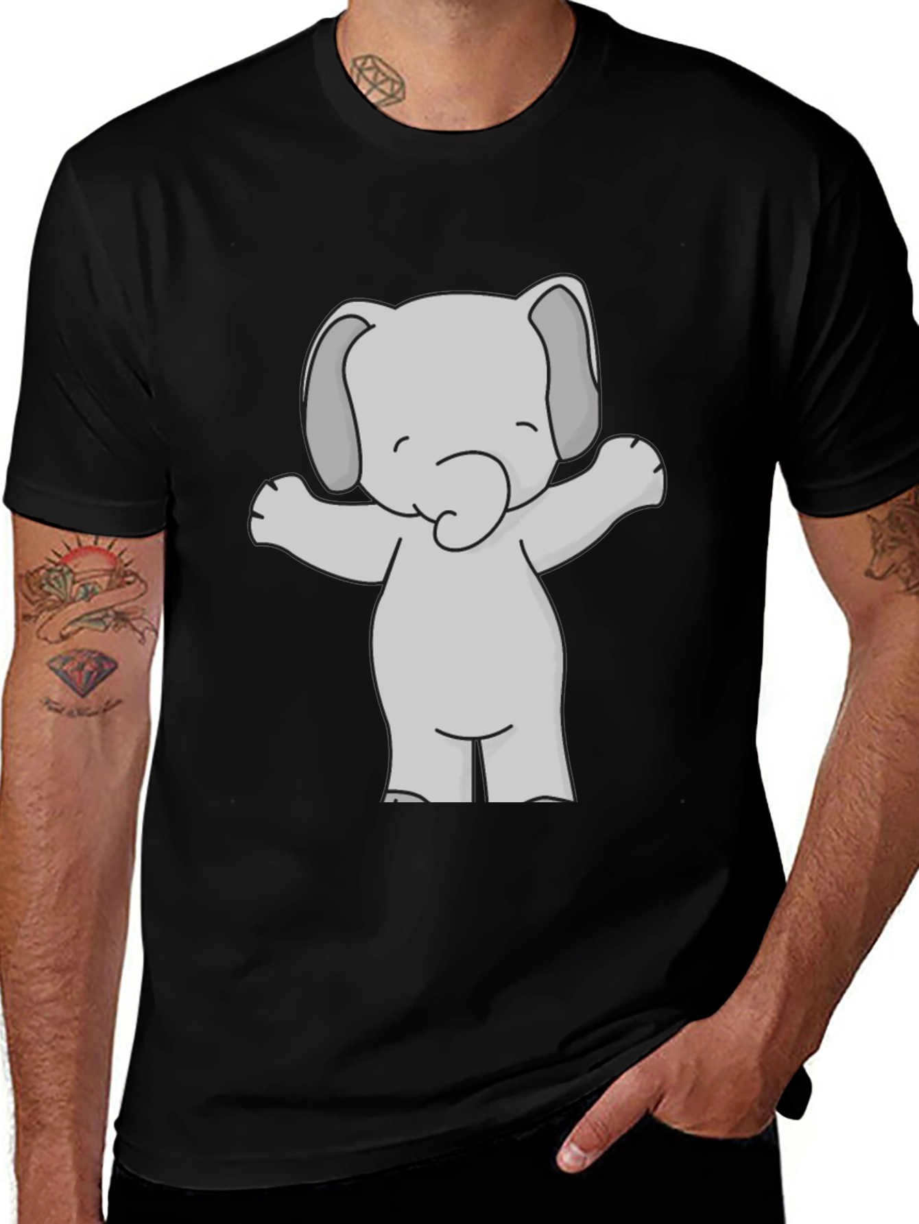 Variant 30 of Cute Elephant Graphic Tee - Black Unisex T-Shirt