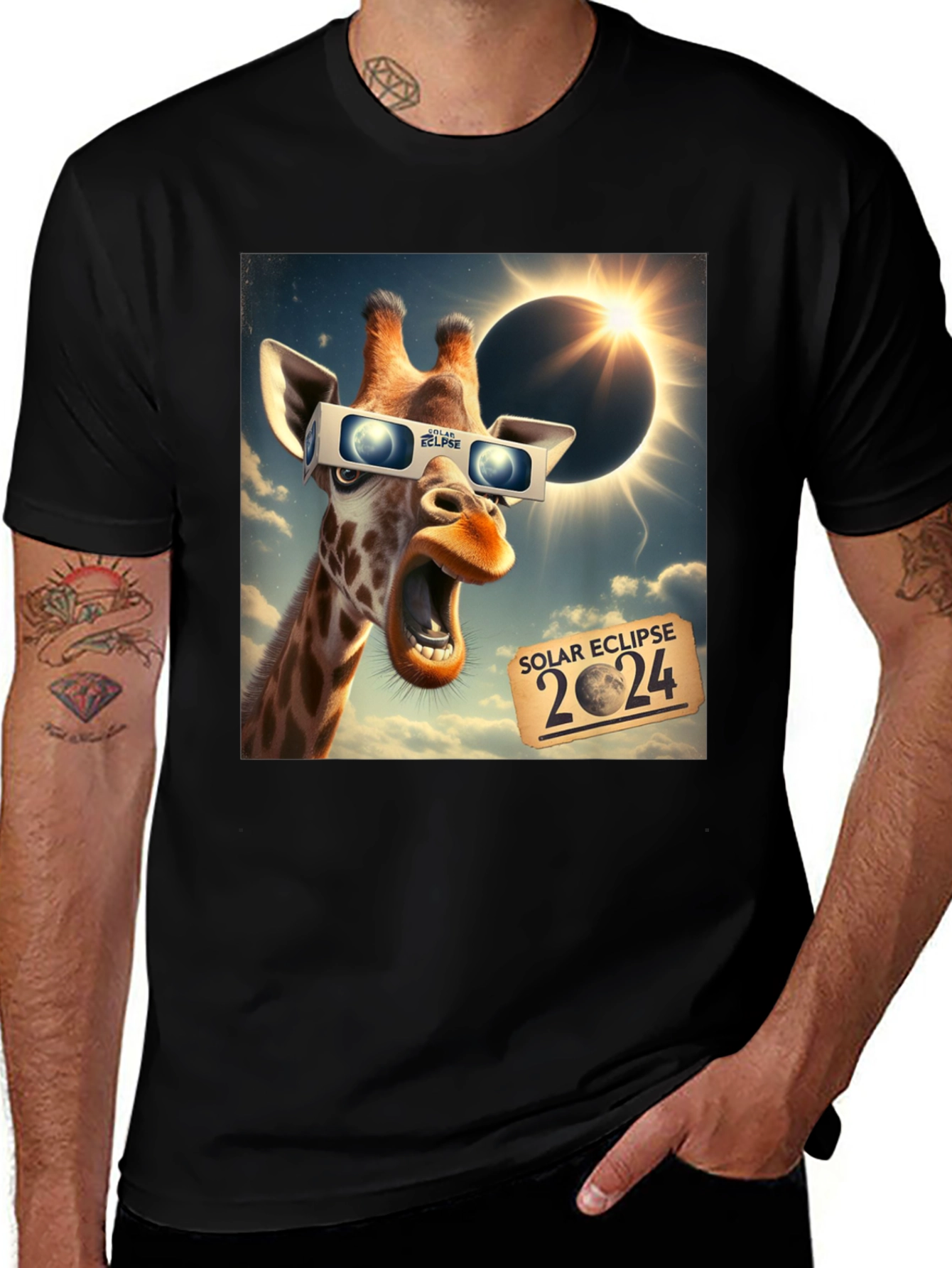 Variant 17 of Giraffe Solar Eclipse 2024 T-Shirt