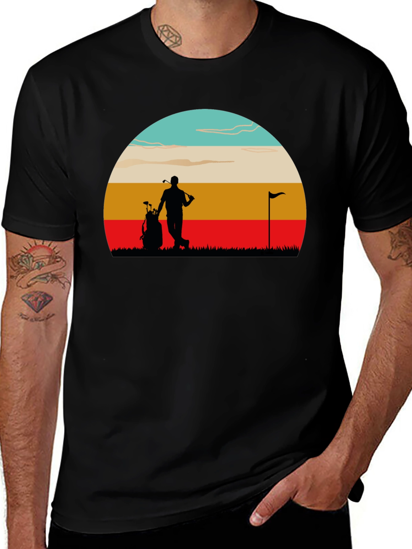 Variant 13 of Retro Golf Silhouette Black T-Shirt