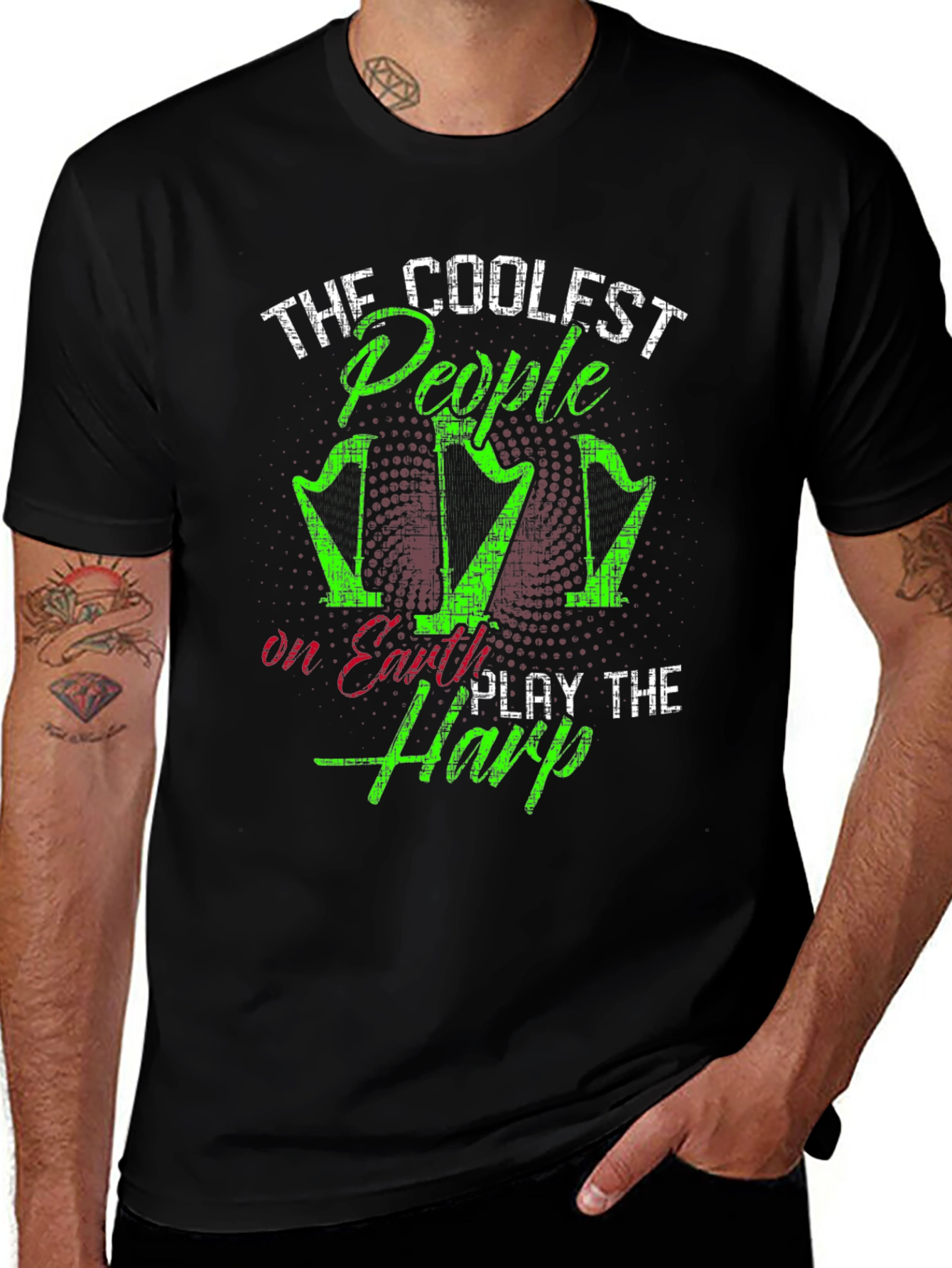 Coolest People Play Harp Graphic Tee