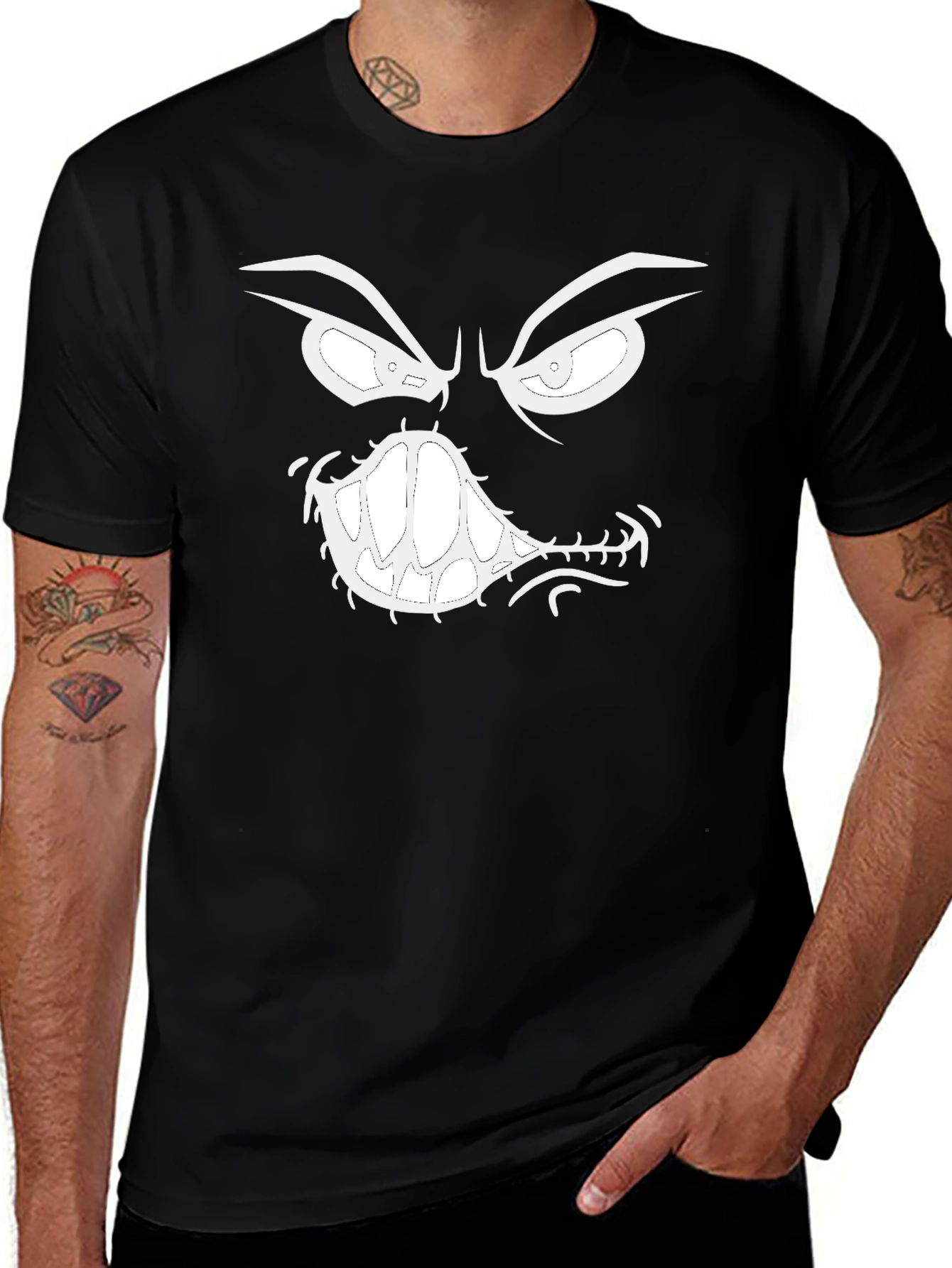 Variant 28 of Monster Face Graphic Black T-Shirt