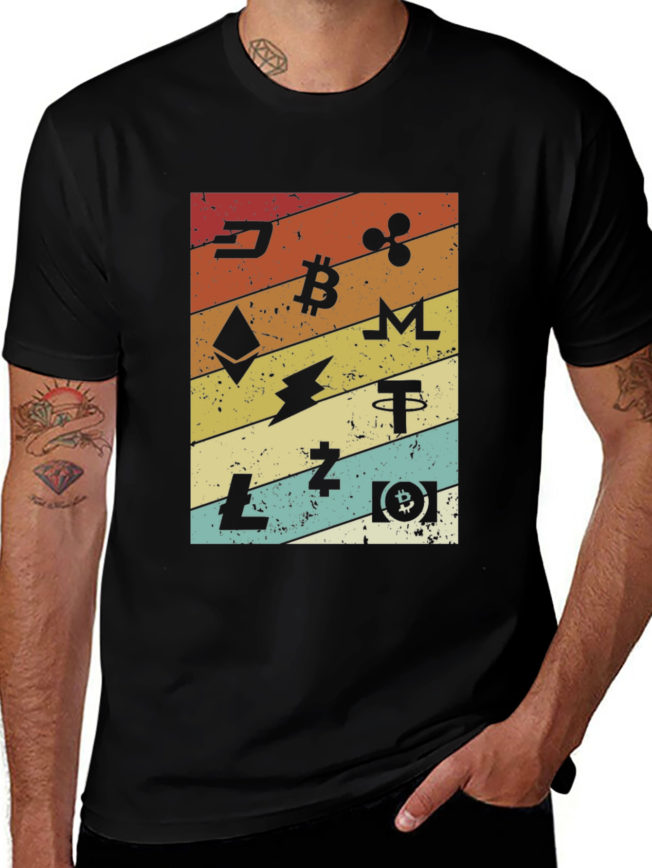Variant 12 of Crypto Currency Graphic Print T-Shirt - Retro Style