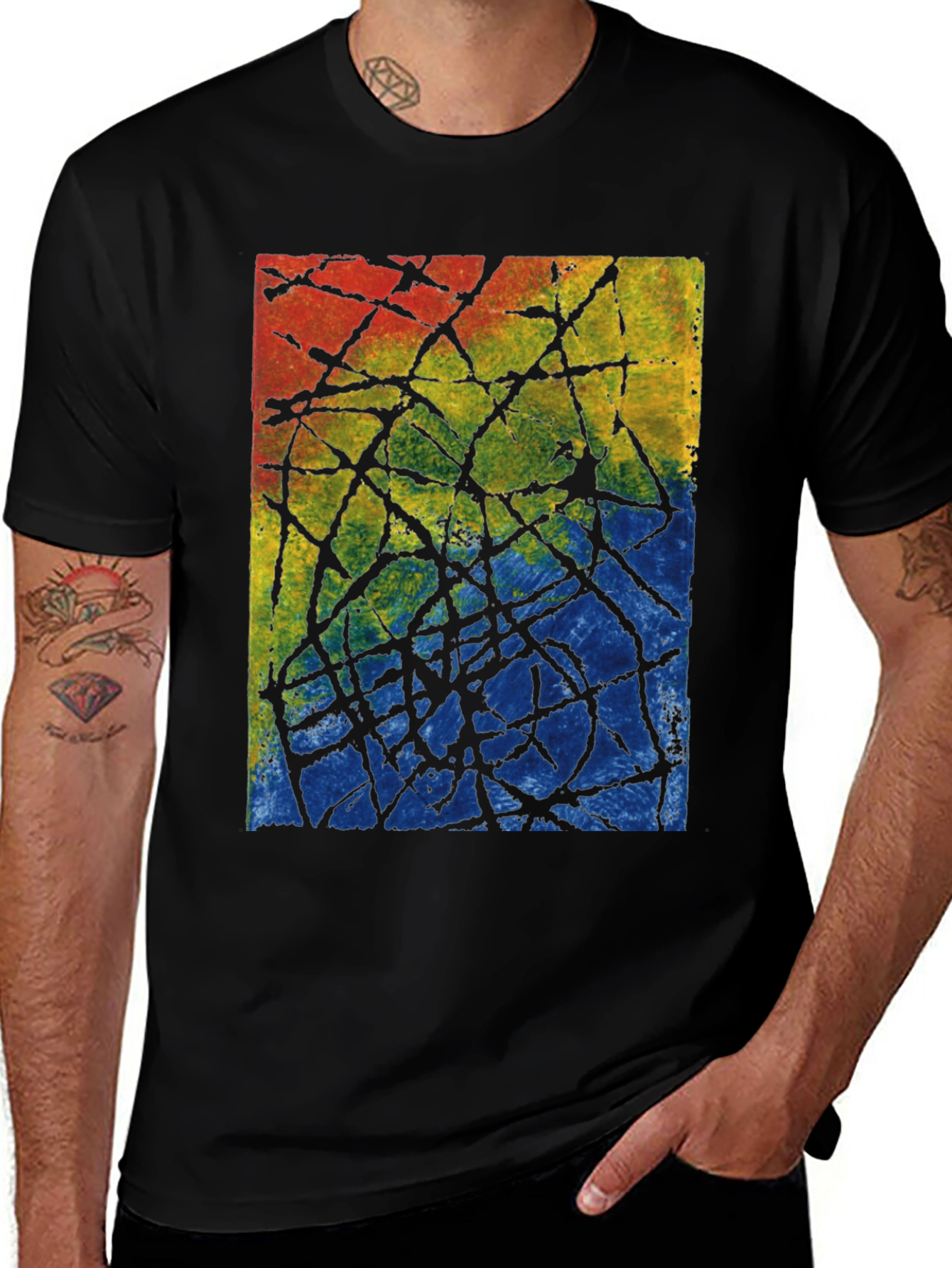 Variant 9 of Abstract Art Men's Black T-Shirt
