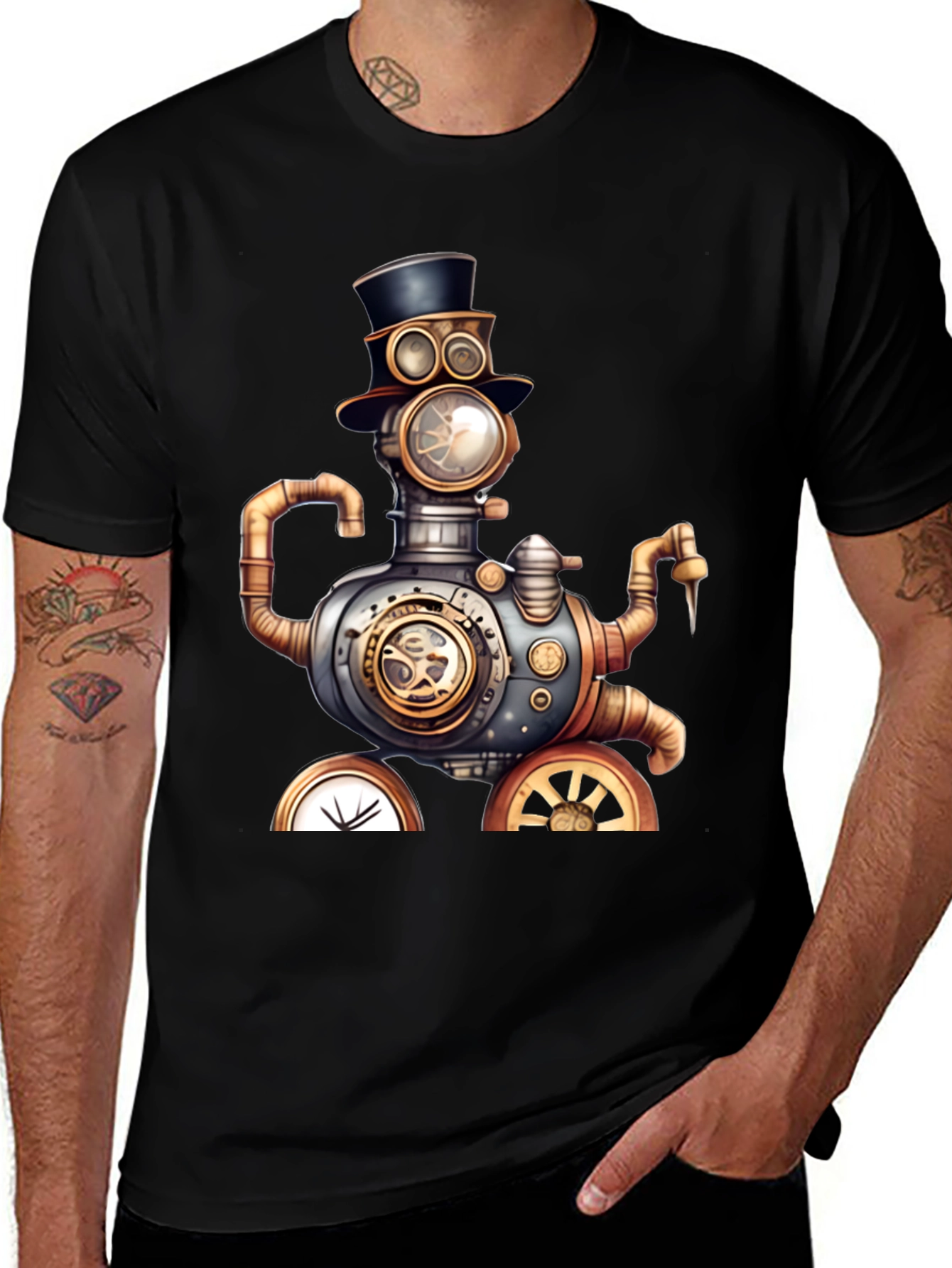 Variant 2 of Steampunk Robot Graphic Tee