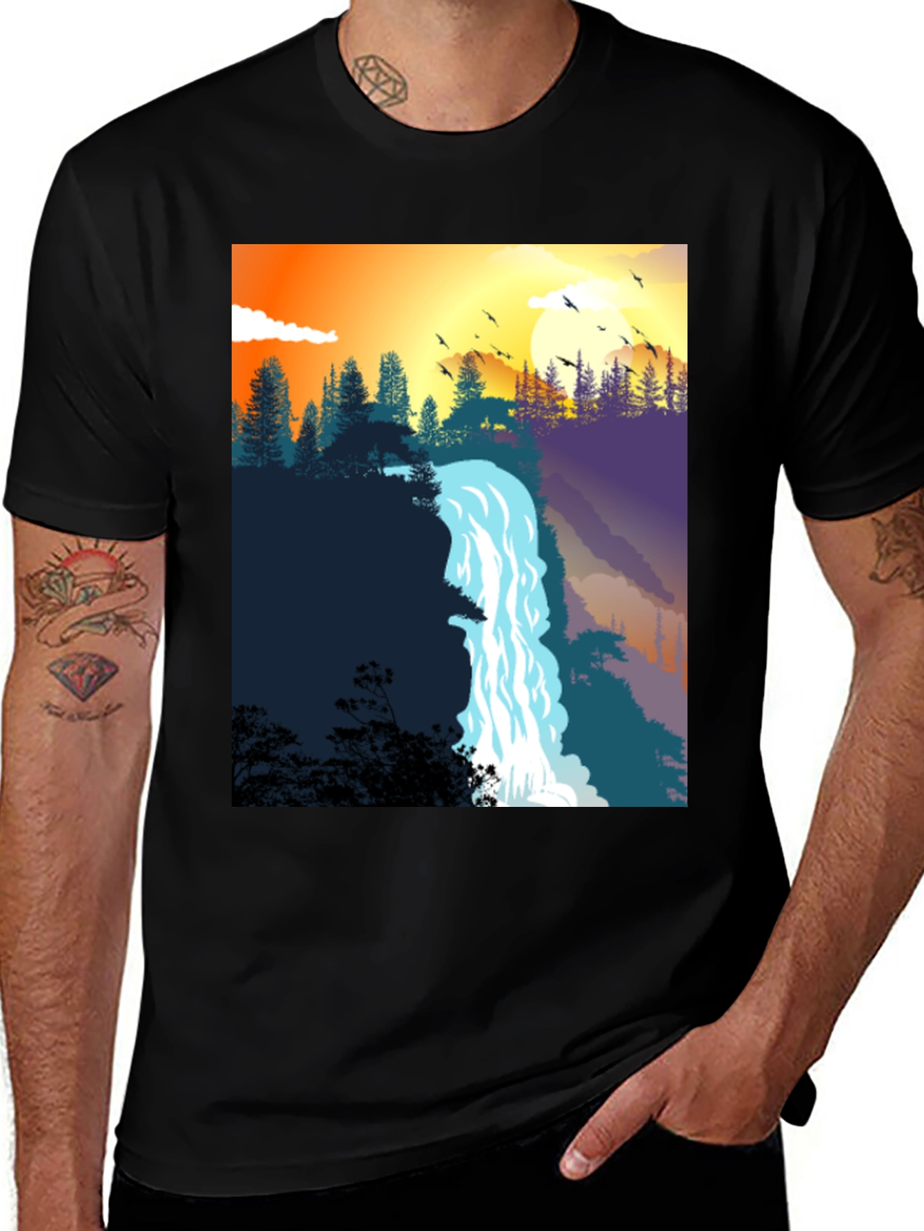 Variant 4 of Waterfall Graphic Tee - Nature Inspired Men's T-Shirt