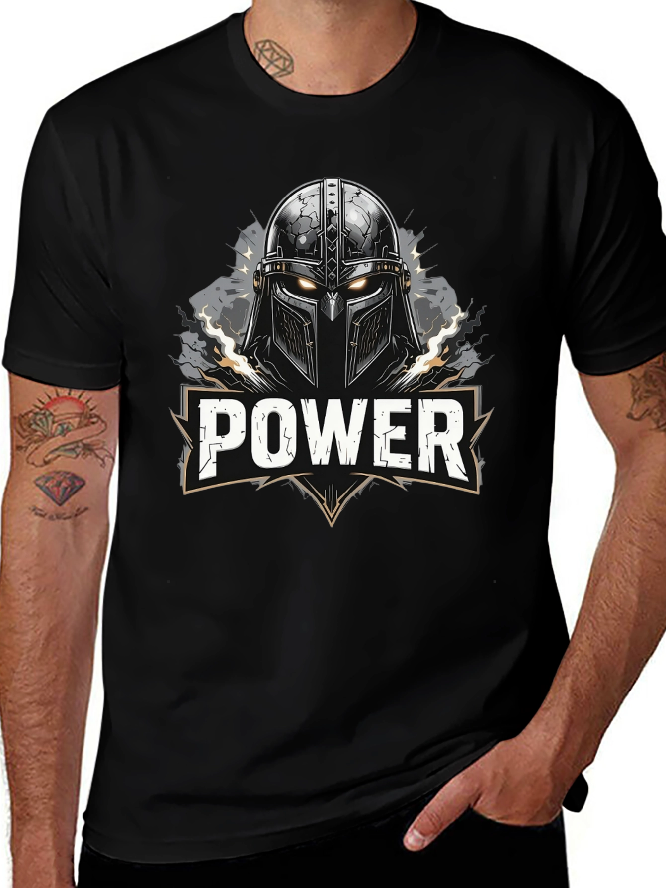 Power Helmet Graphic Black T-Shirt