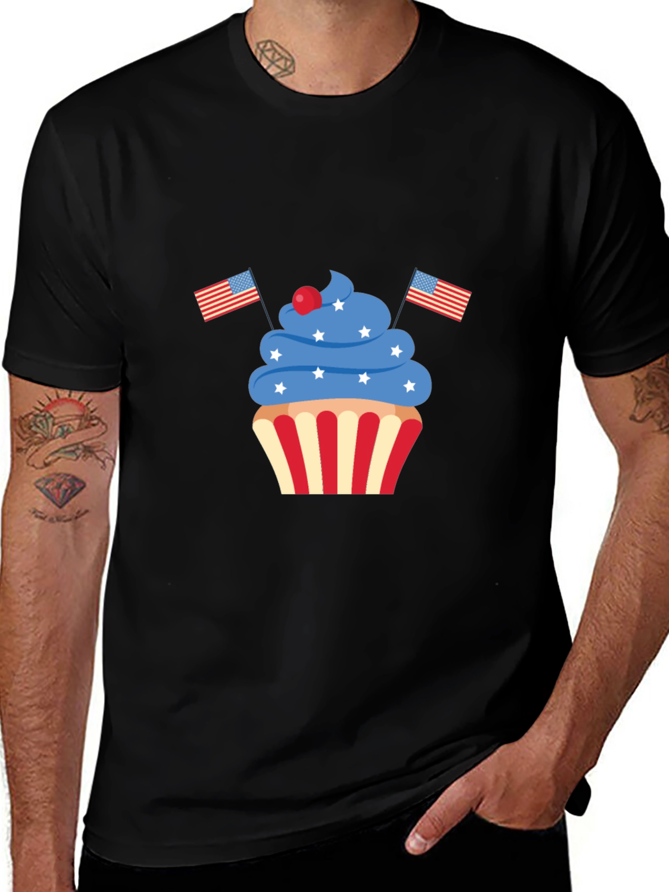 Variant 16 of Patriotic Cupcake Graphic T-Shirt - USA Pride