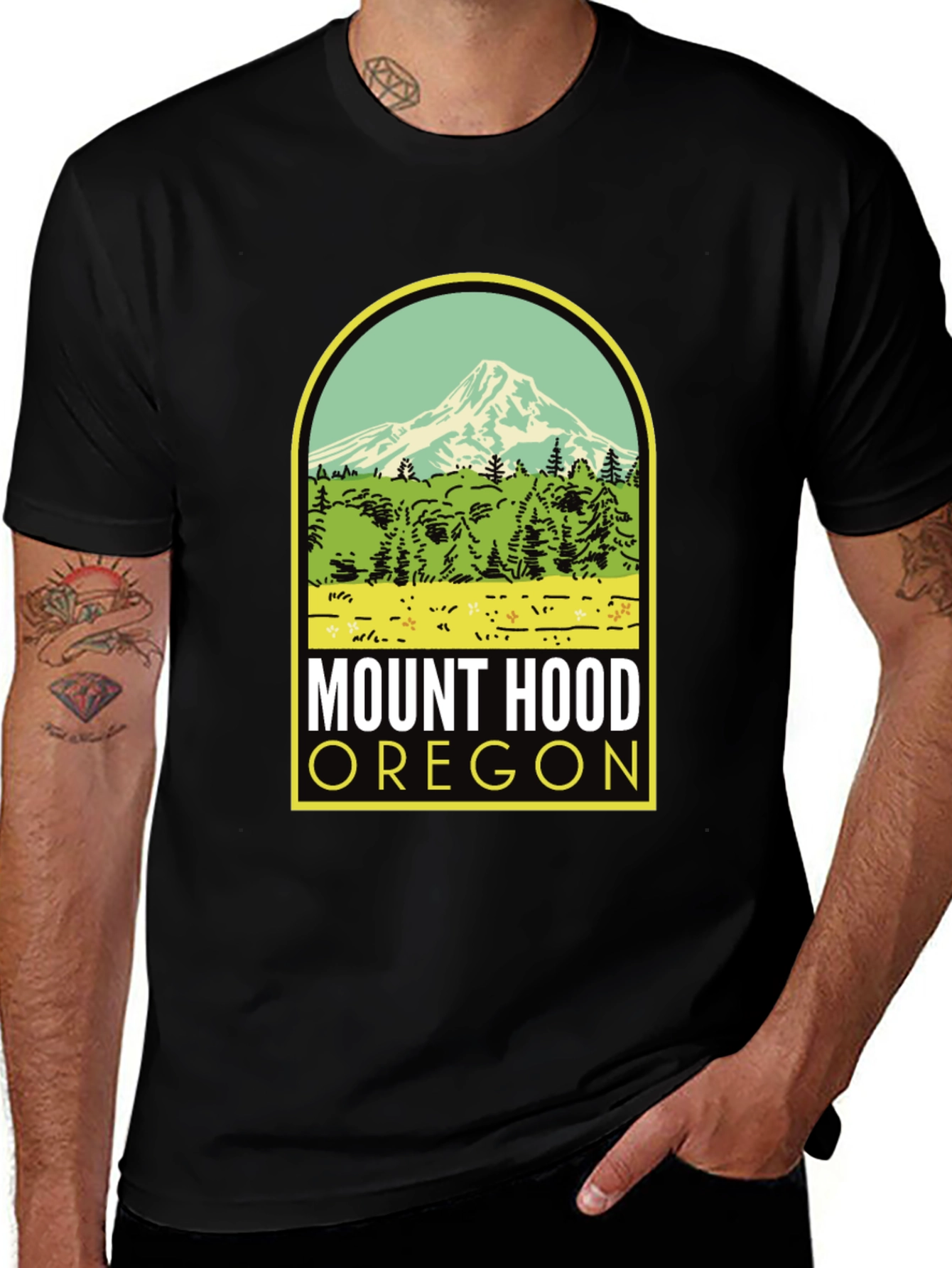 Mount Hood Oregon T-Shirt Black