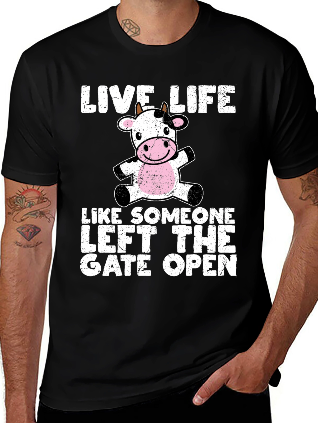Variant 27 of Live Life Cow Graphic T-Shirt
