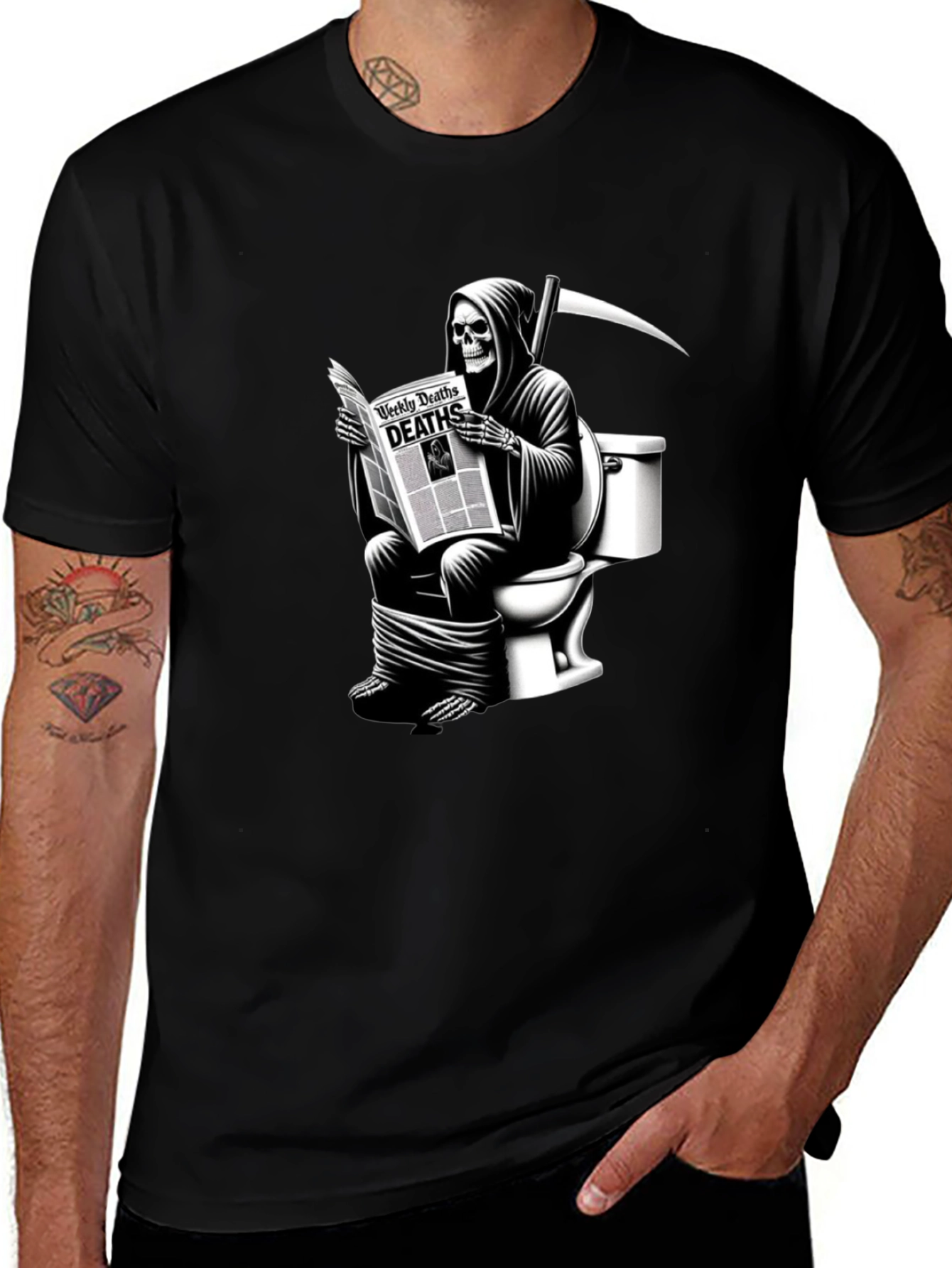 Grim Reaper Toilet T-Shirt - Death Reads News