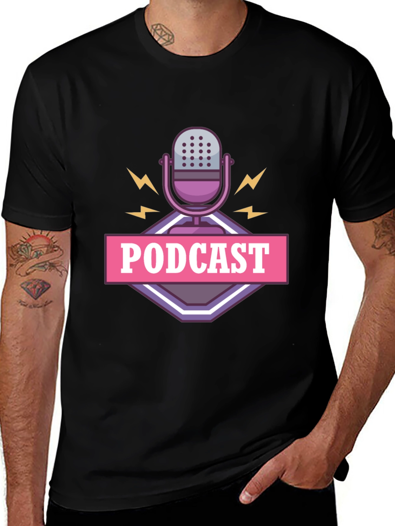 Variant 21 of Podcast Microphone Graphic Tee - Trendy Black T-Shirt