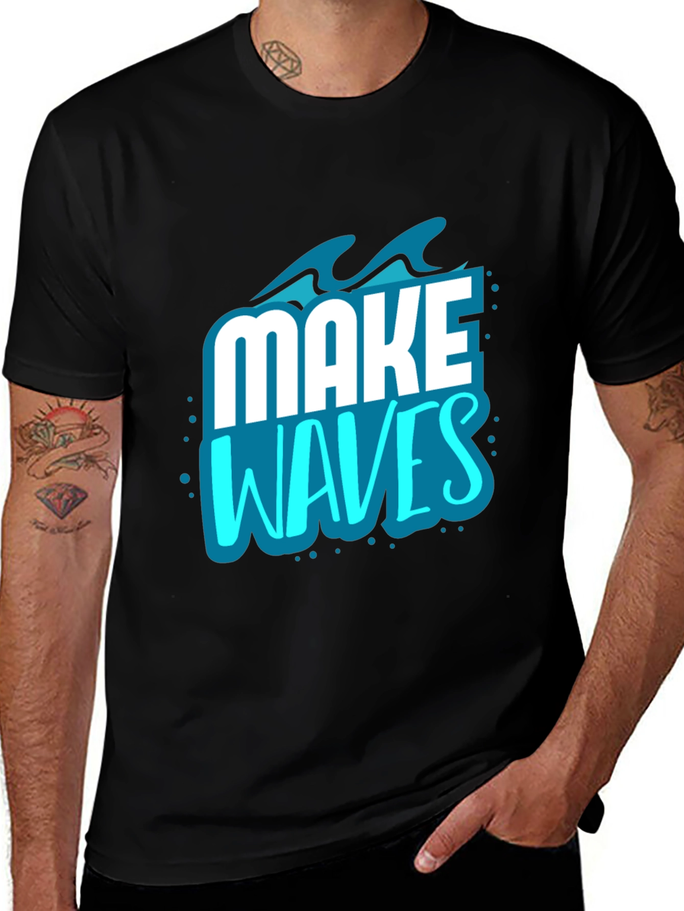 Variant 12 of Make Waves Graphic Tee - Trendy Black T-Shirt
