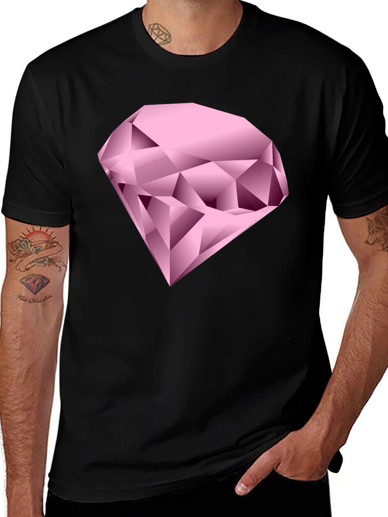 Variant 20 of Pink Diamond Graphic Black T-Shirt