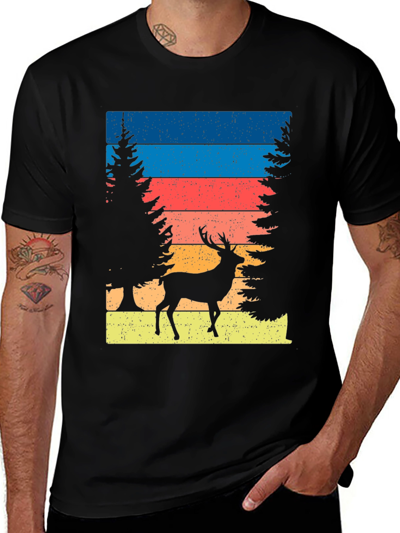 Retro Deer Graphic Tee - Nature Lover T-Shirt