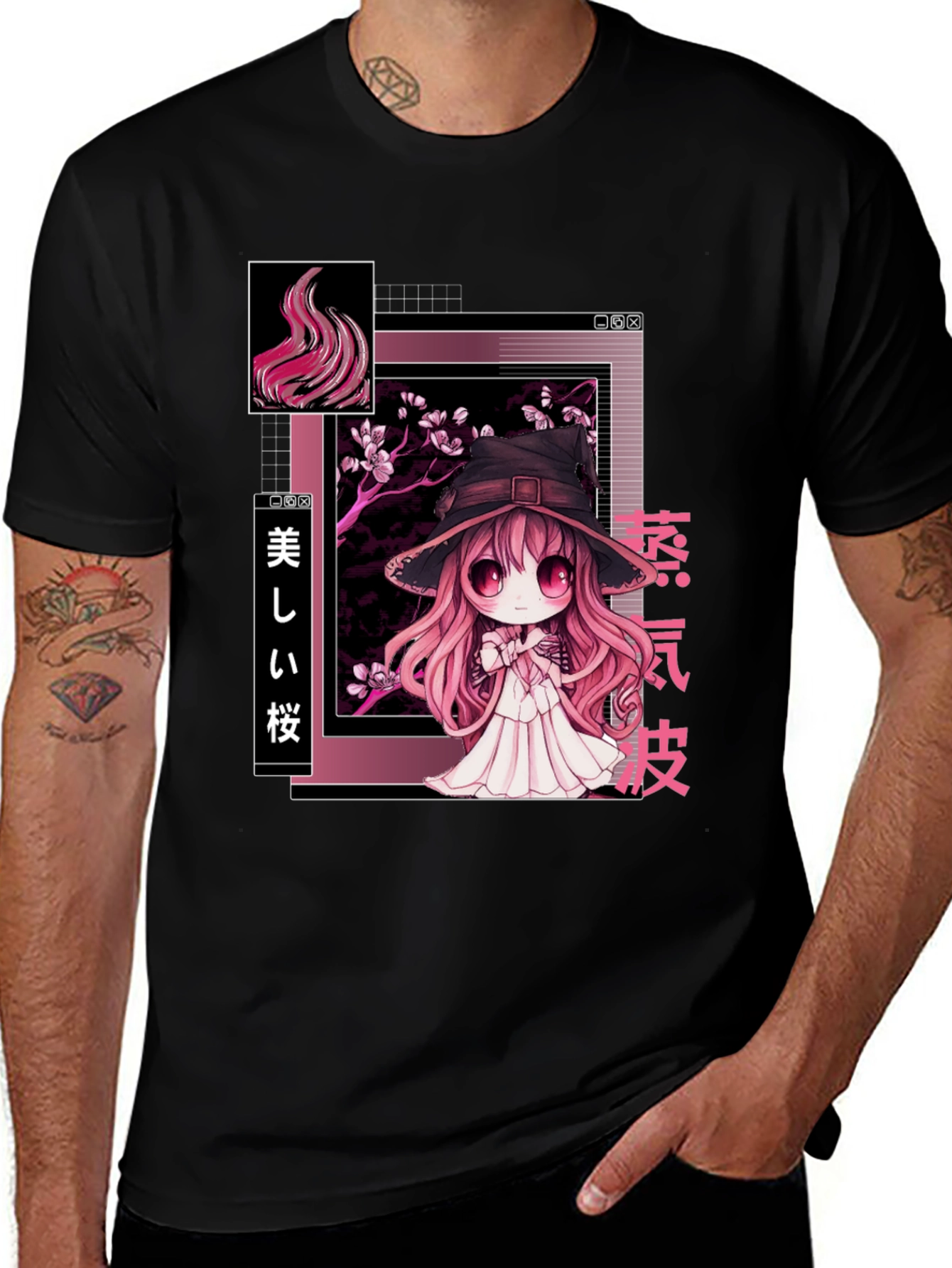 Variant 14 of Anime Witch Graphic Tee - Stylish Black T-Shirt