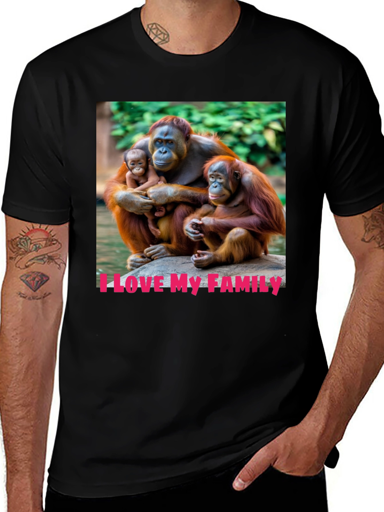 Orangutan Family T-Shirt - I Love My Family Graphic Tee