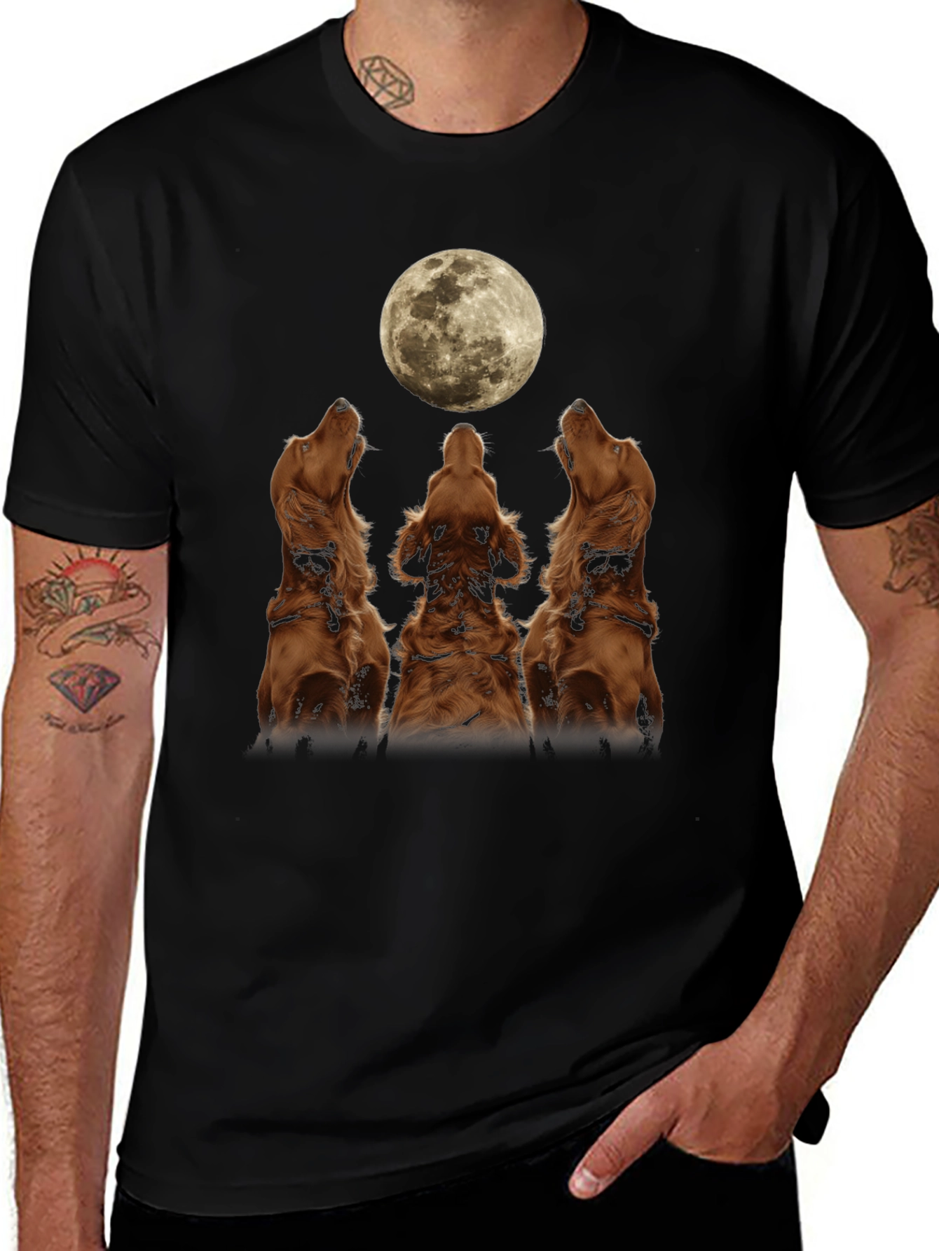 Variant 2 of Dog Moon Howl T-Shirt - Black