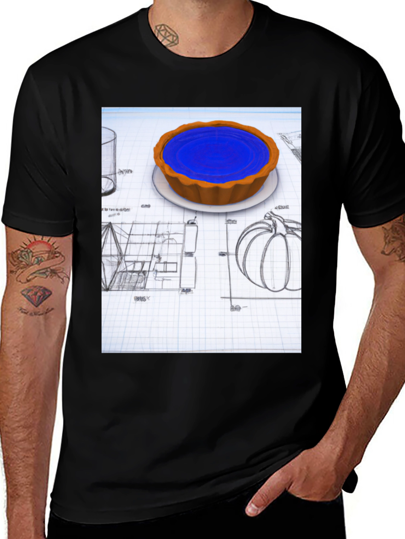 Variant 29 of Blueprint Pie Graphic Tee - Whimsical Design Shirt