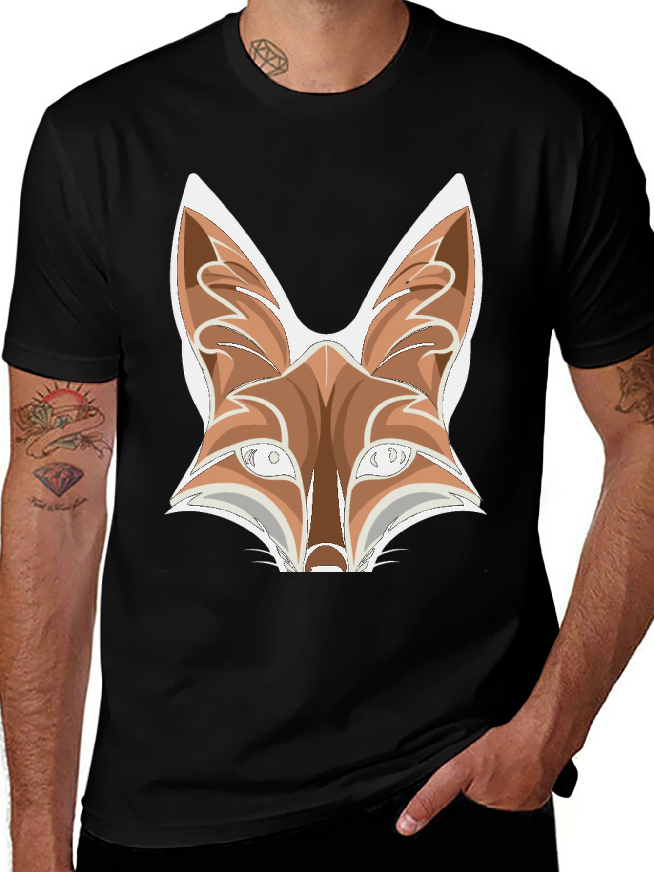 Variant 4 of Fox Graphic Tee - Black Cotton Blend T-Shirt