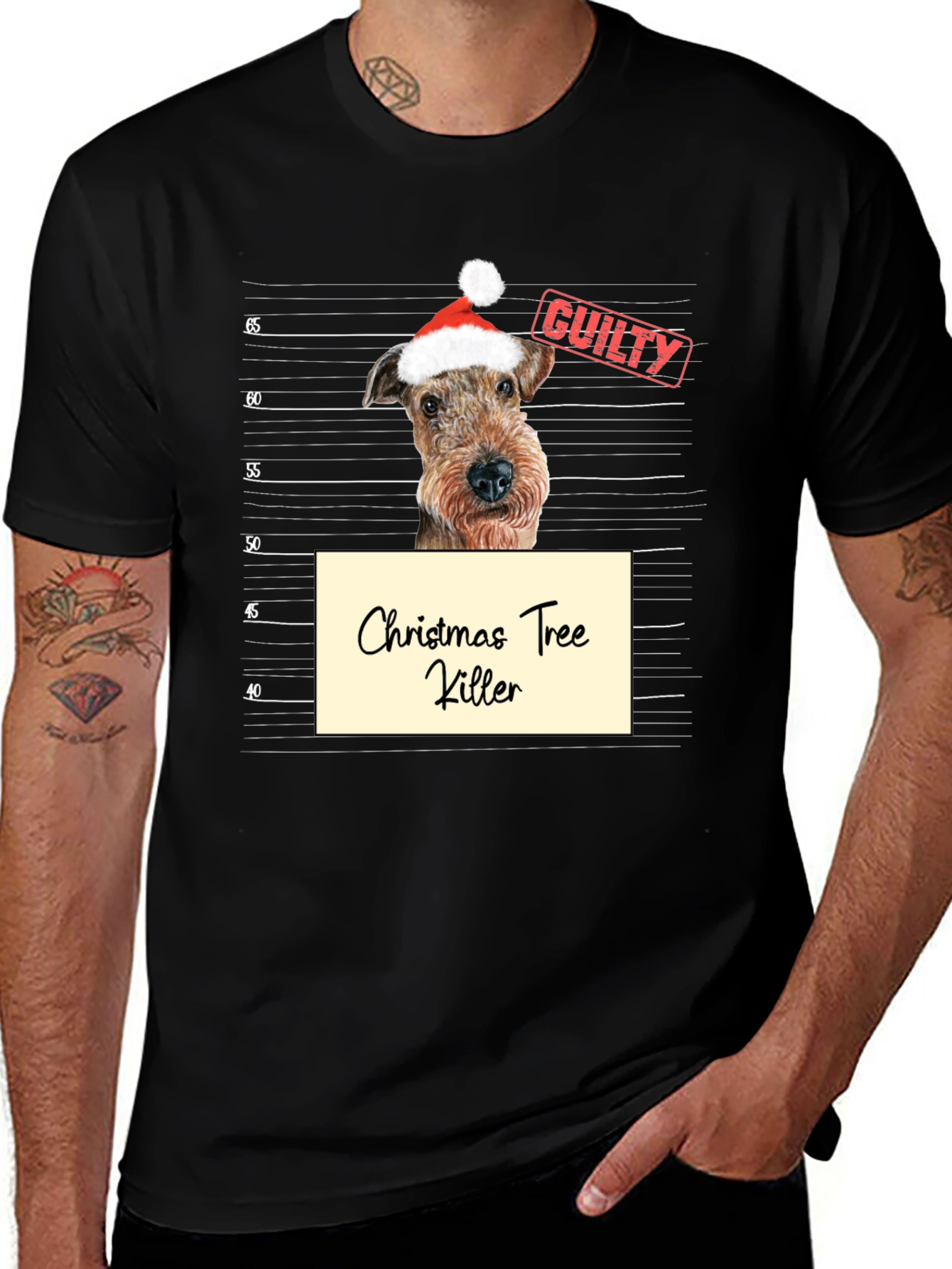Christmas Tree Killer Dog Mugshot T-Shirt