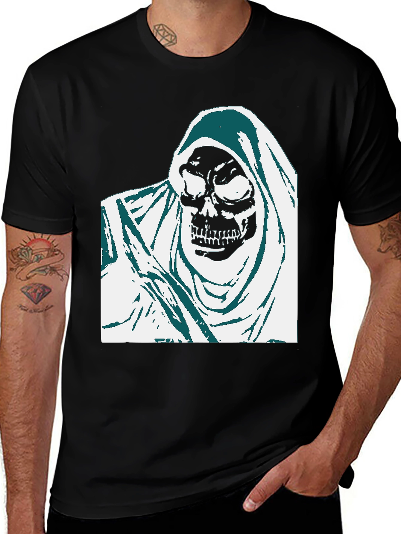 Grim Reaper Graphic Tee - Black Cotton