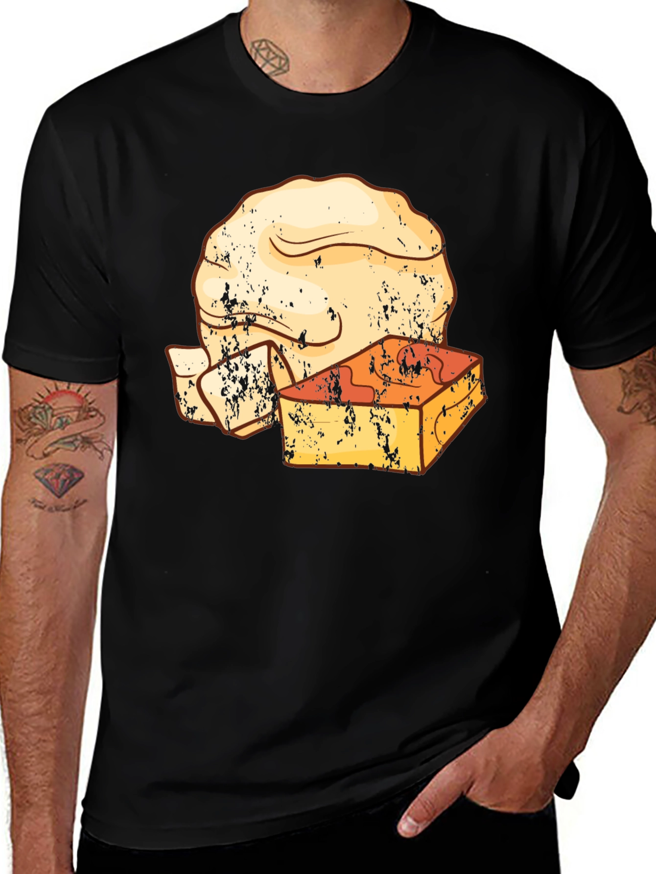 Variant 20 of Retro T-Shirt with Cheese and Bread Graphic