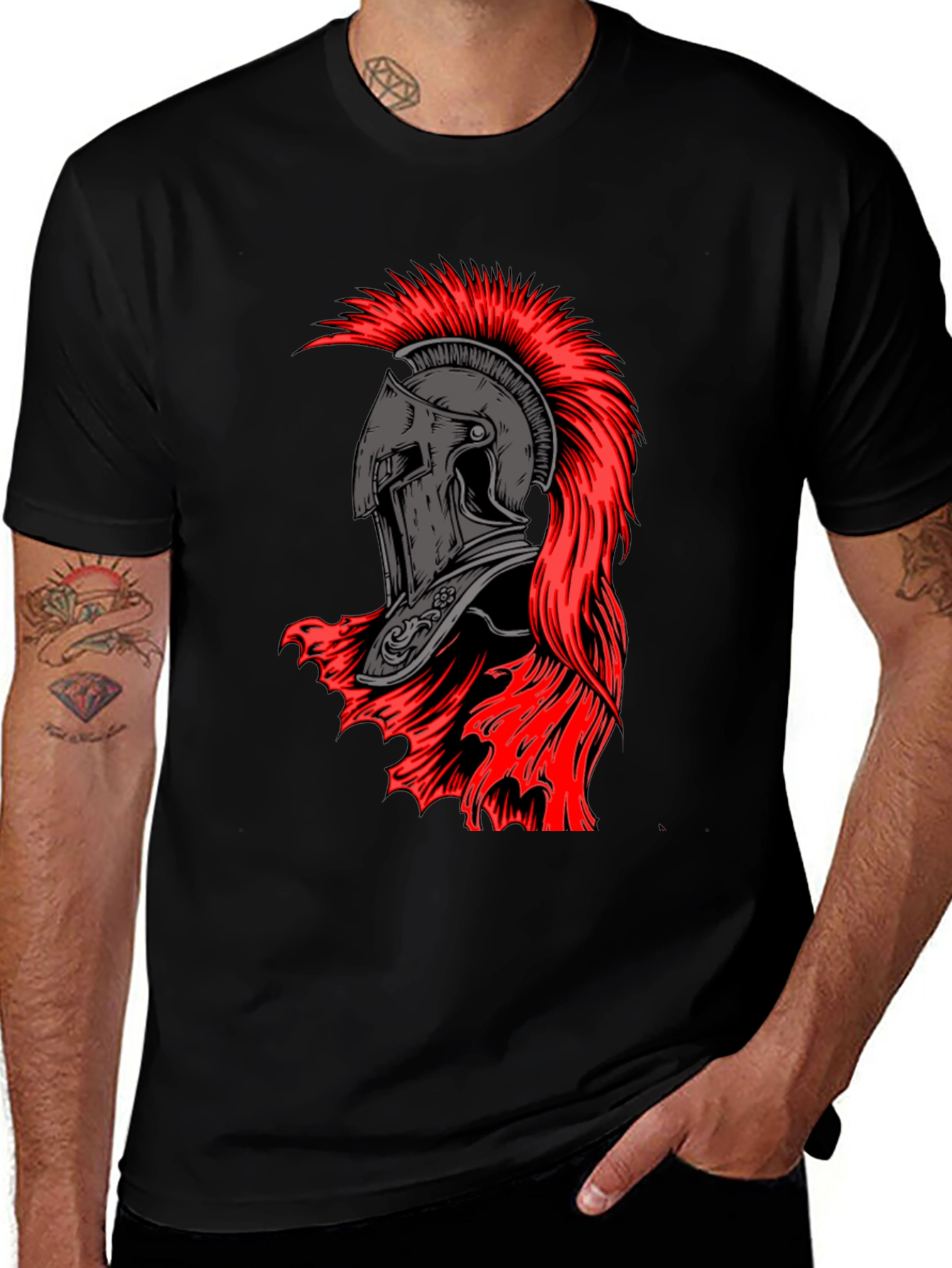 Variant 3 of Spartan Helmet Graphic Tee - Black