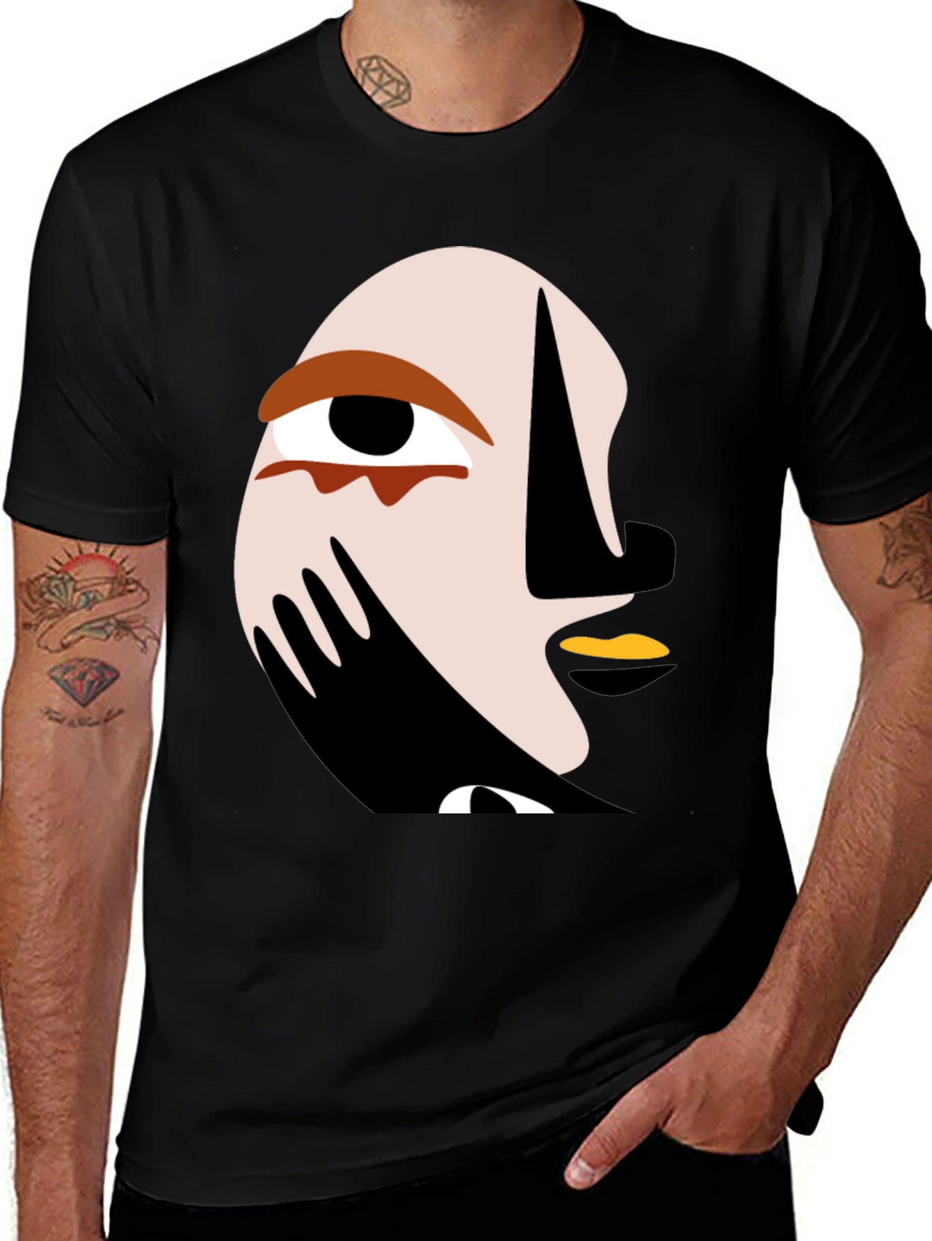Variant 2 of Abstract Face Graphic Tee - Modern Art T-Shirt