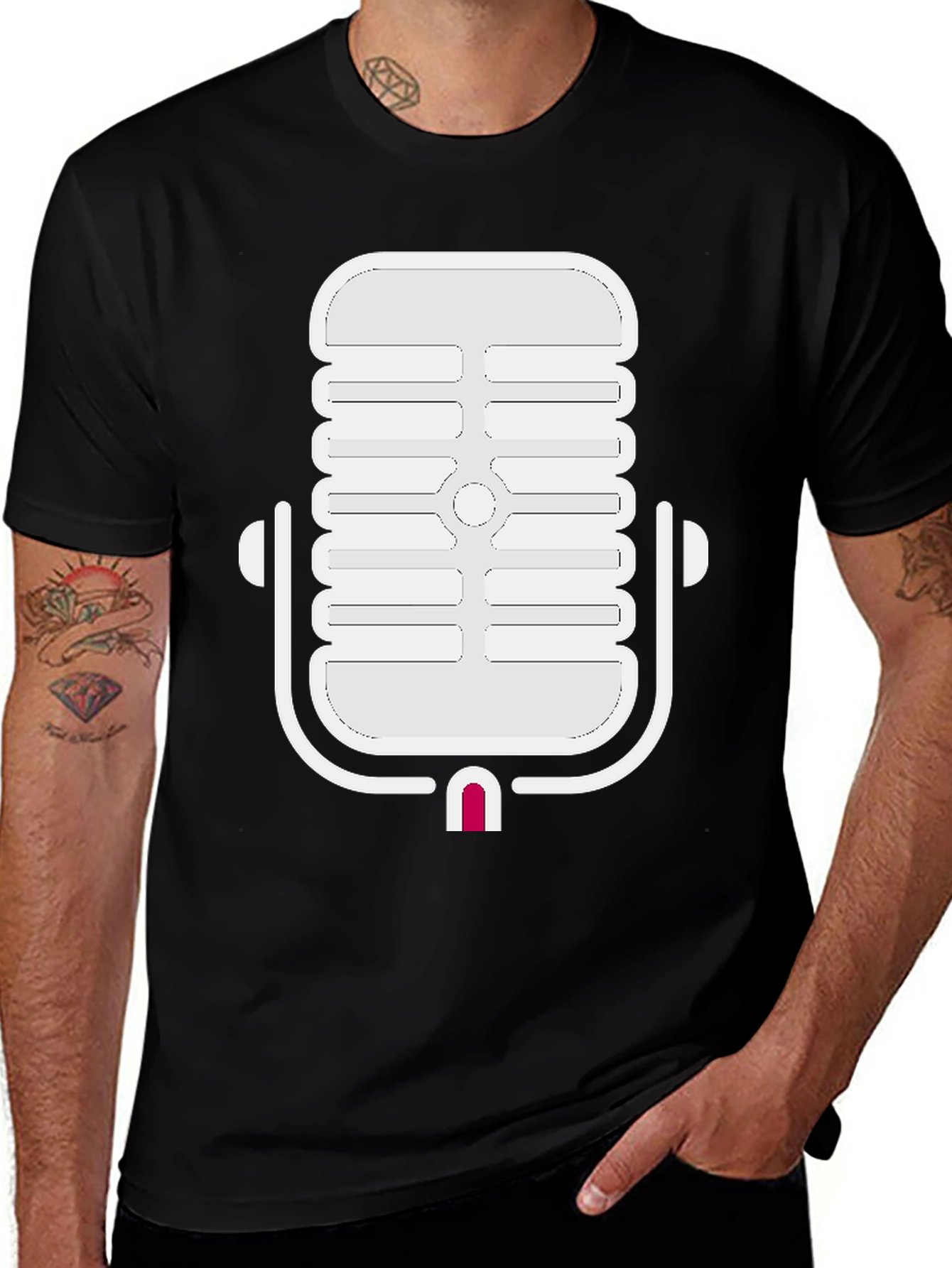 Variant 12 of Retro Microphone Graphic Tee - Classic Cool