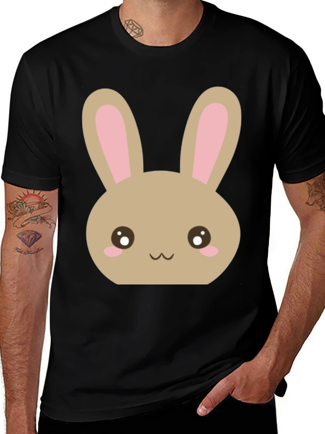 Variant 27 of Cute Easter Bunny Black T-Shirt