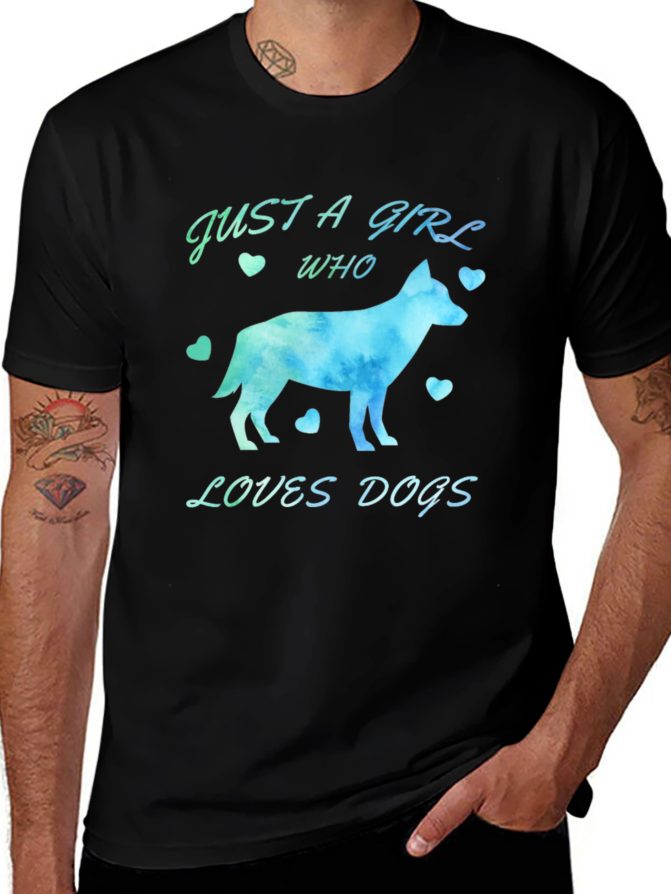 Variant 2 of Just A Girl Who Loves Dogs Black T-Shirt