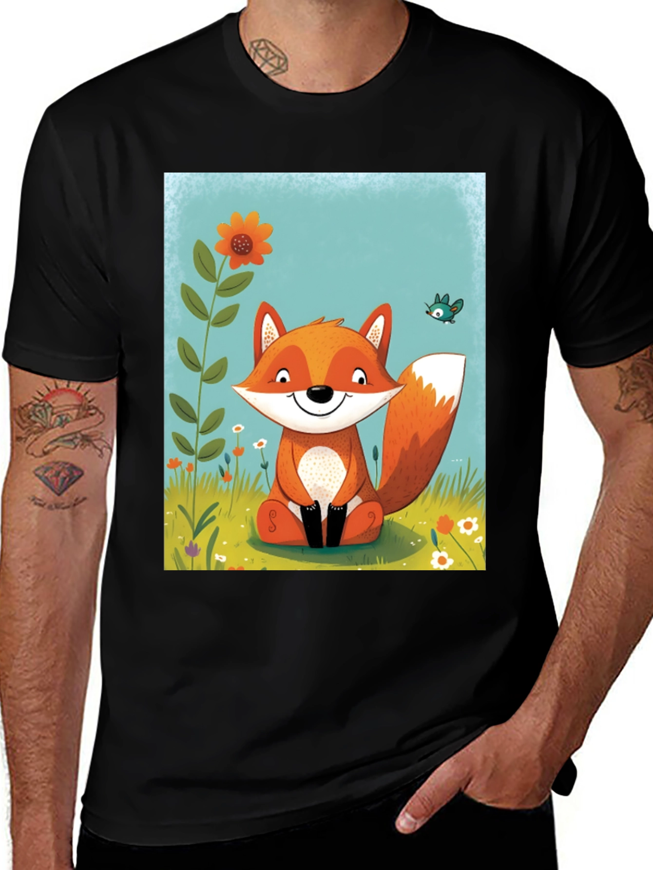 Variant 14 of Fox Graphic Tee - Whimsical Cartoon Style