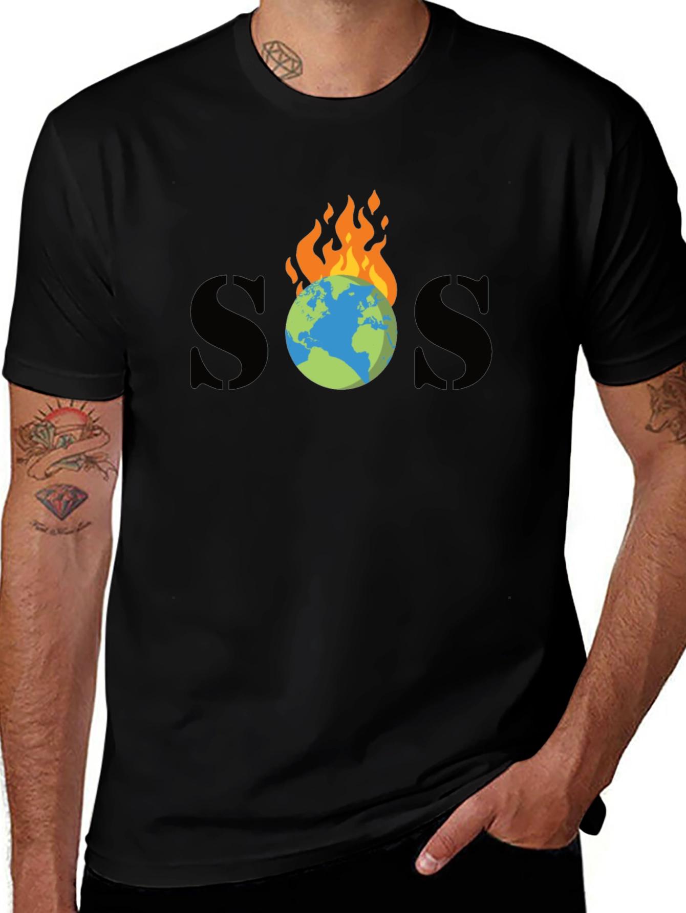 SOS Burning Earth Graphic Tee - Save Our Planet