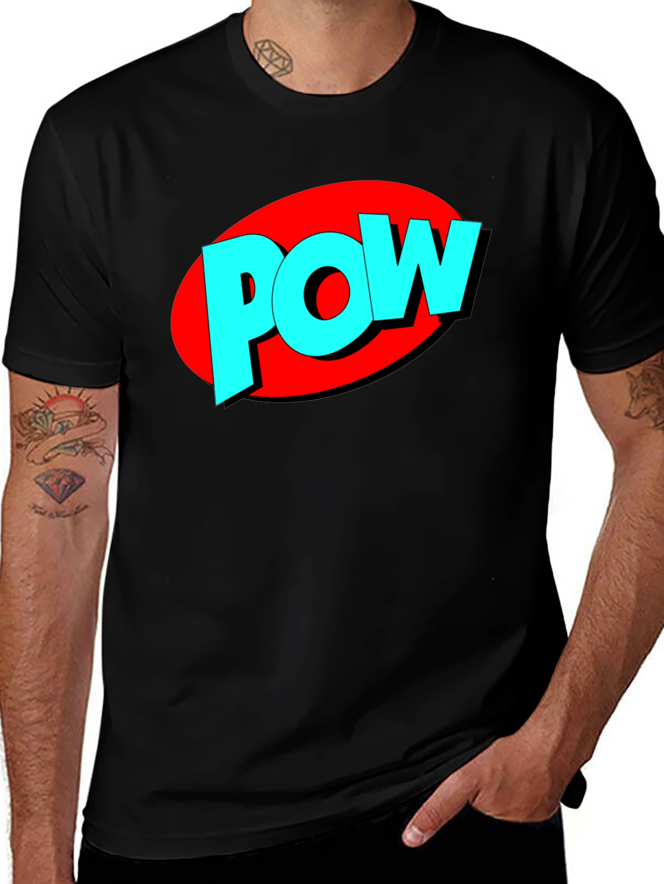 Variant 11 of Comic POW Graphic Black T-Shirt