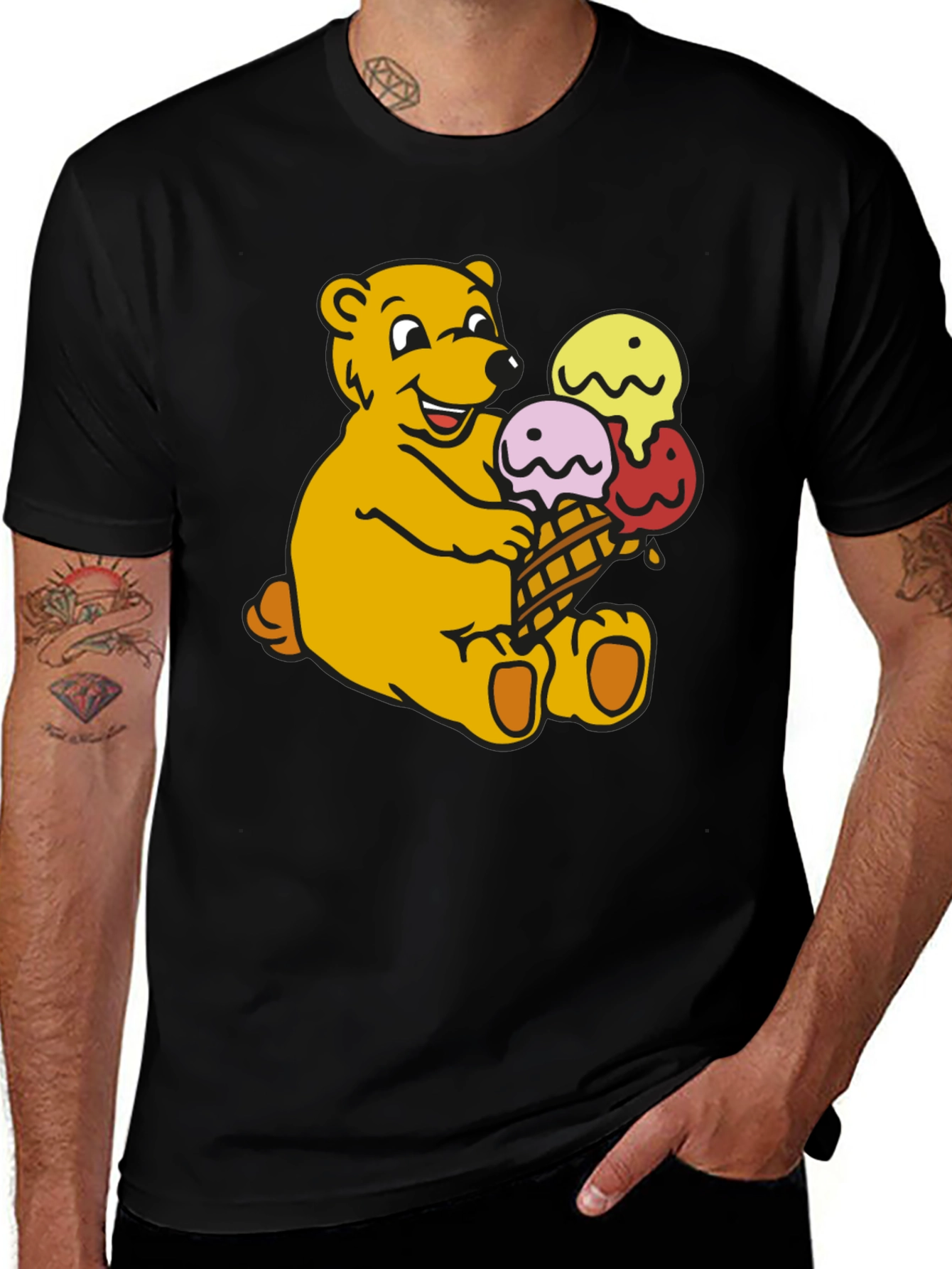 Variant 18 of Bear Ice Cream Cone Graphic T-Shirt - Soft Cotton Blend
