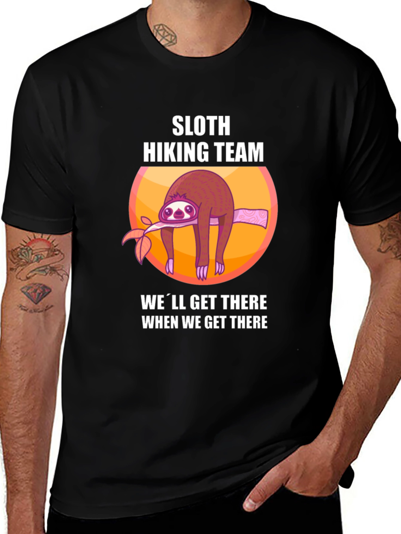 Variant 20 of Sloth Hiking Team Graphic T-Shirt - Lazy Hiker Tee