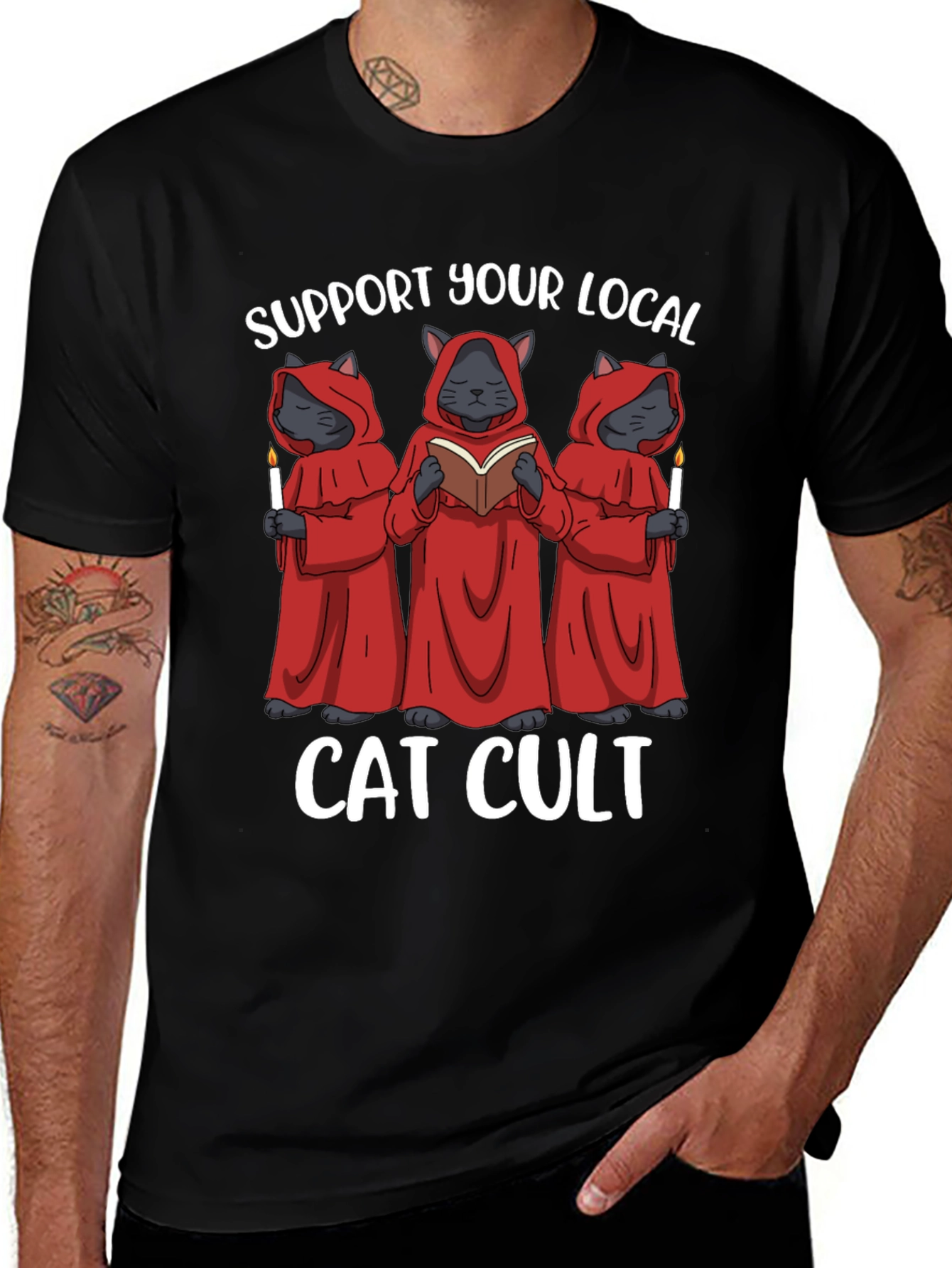 Variant 24 of Support Your Local Cat Cult T-Shirt
