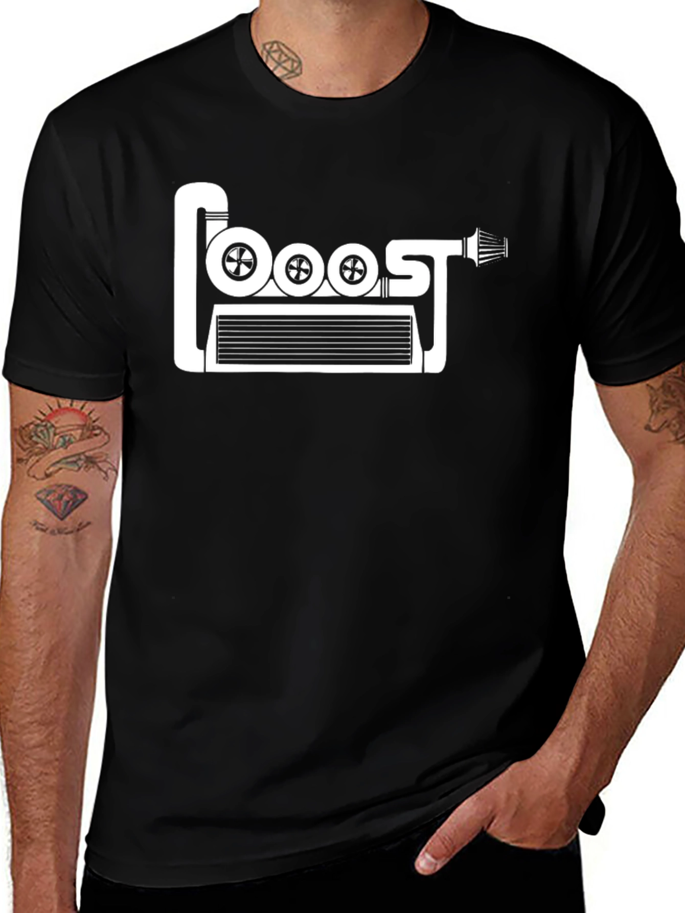 Variant 10 of Boost Automotive T-Shirt - Black - Turbo Design