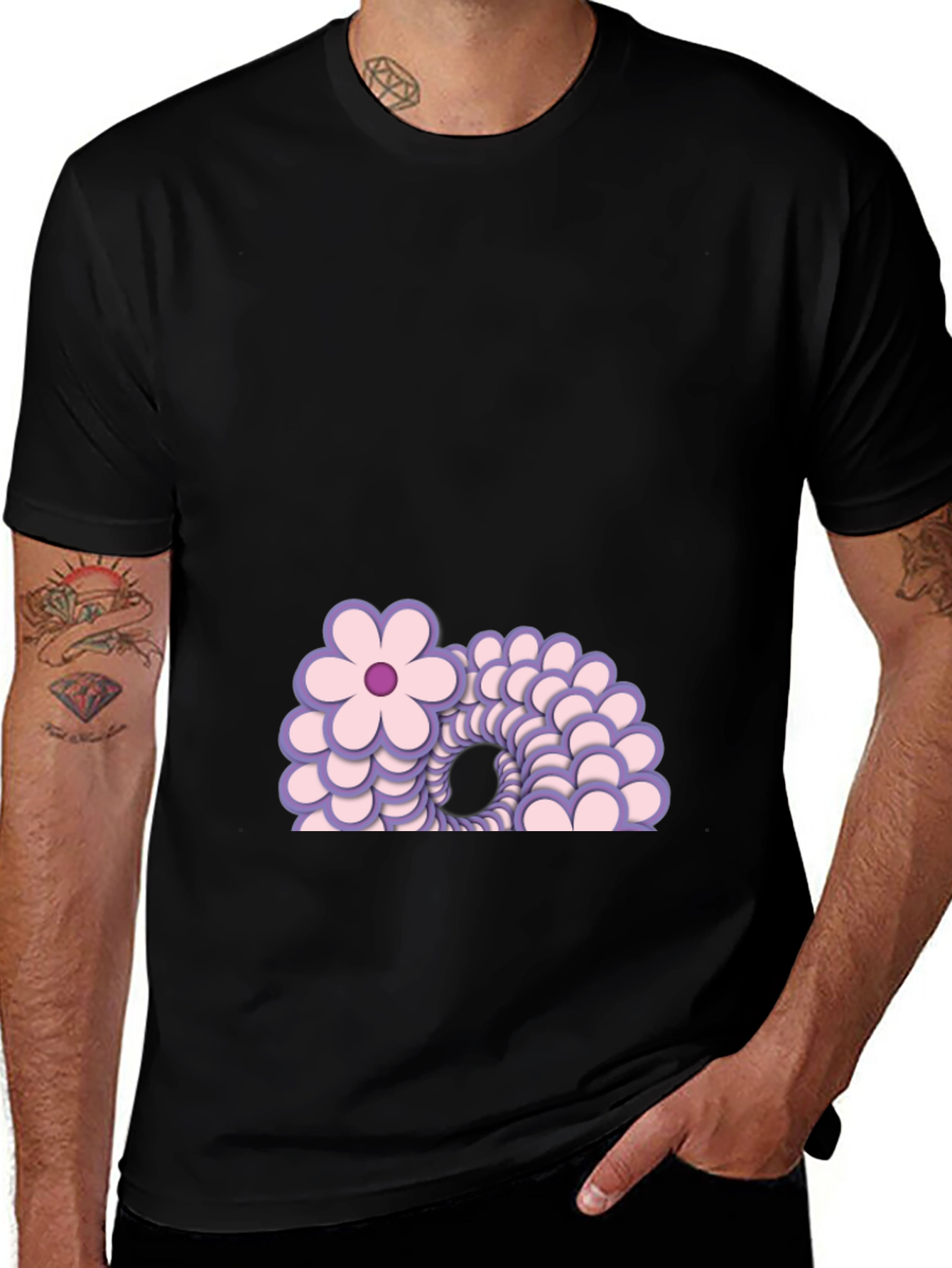 Variant 18 of Floral Illusion Black T-Shirt