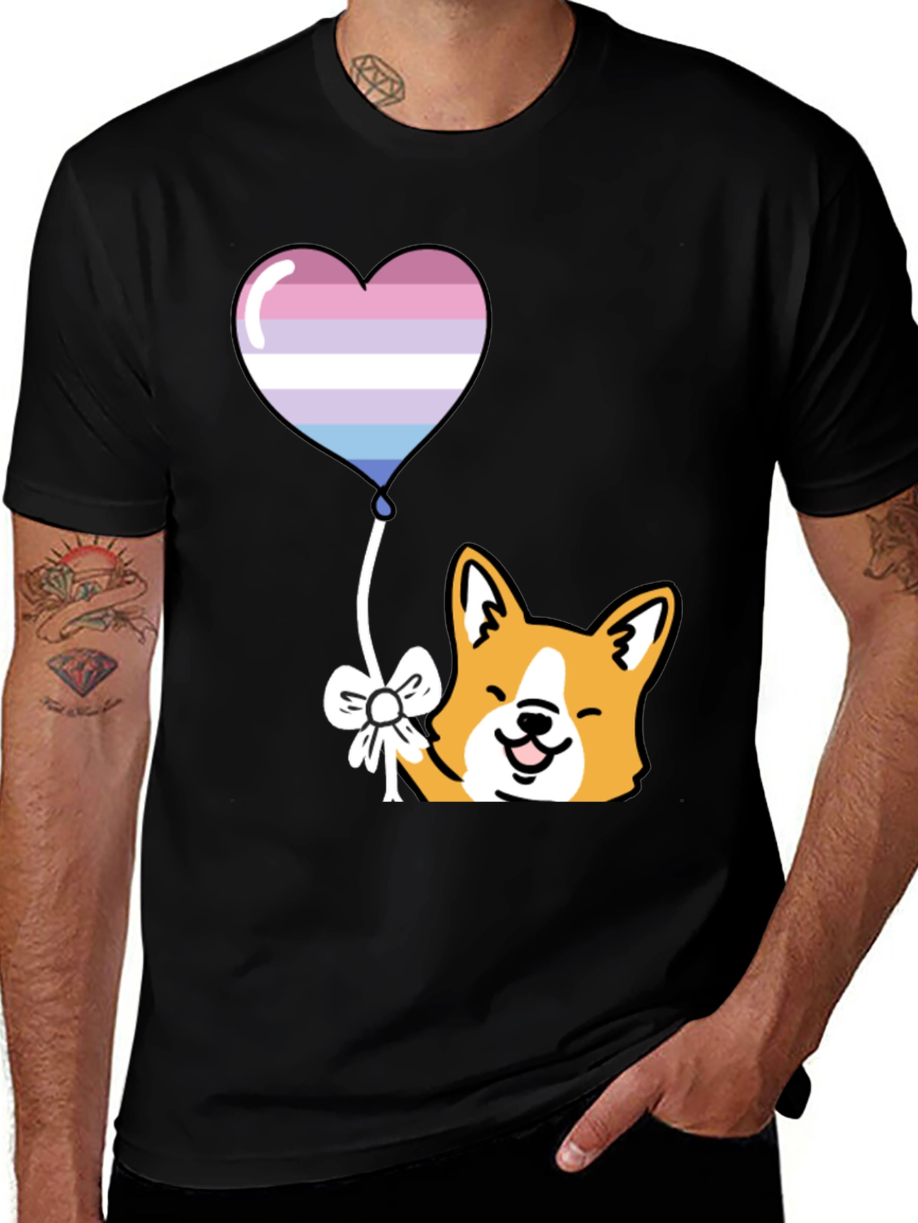 Corgi Heart Balloon Graphic Tee