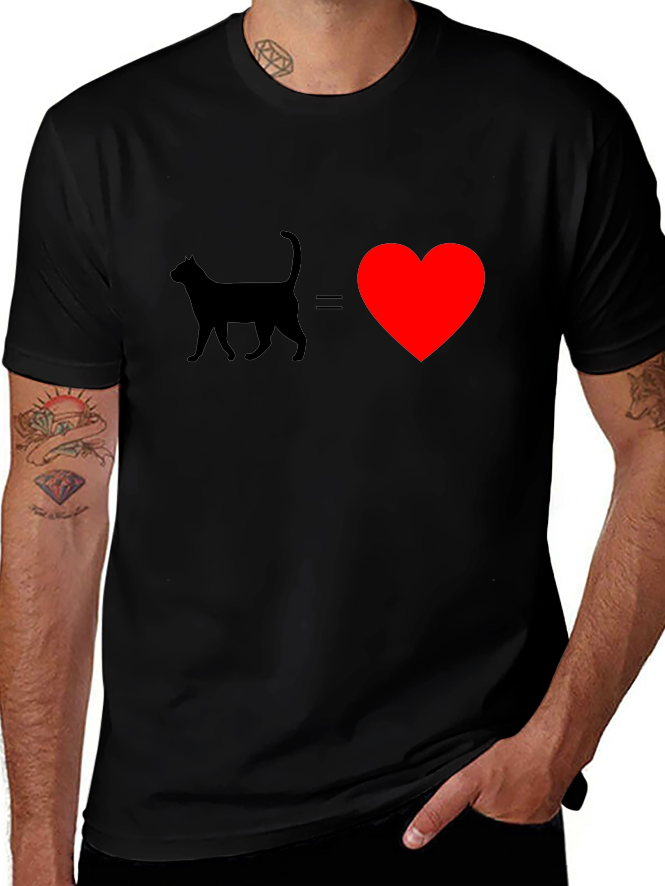 Variant 30 of Cat Equals Love Black T-Shirt