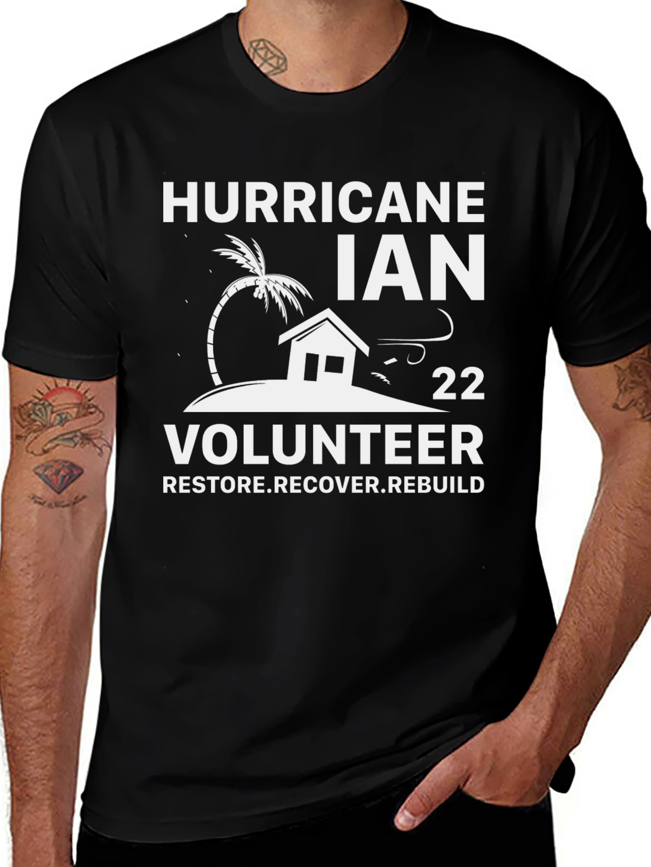 Hurricane Ian Volunteer T-Shirt - Restore Recover Rebuild