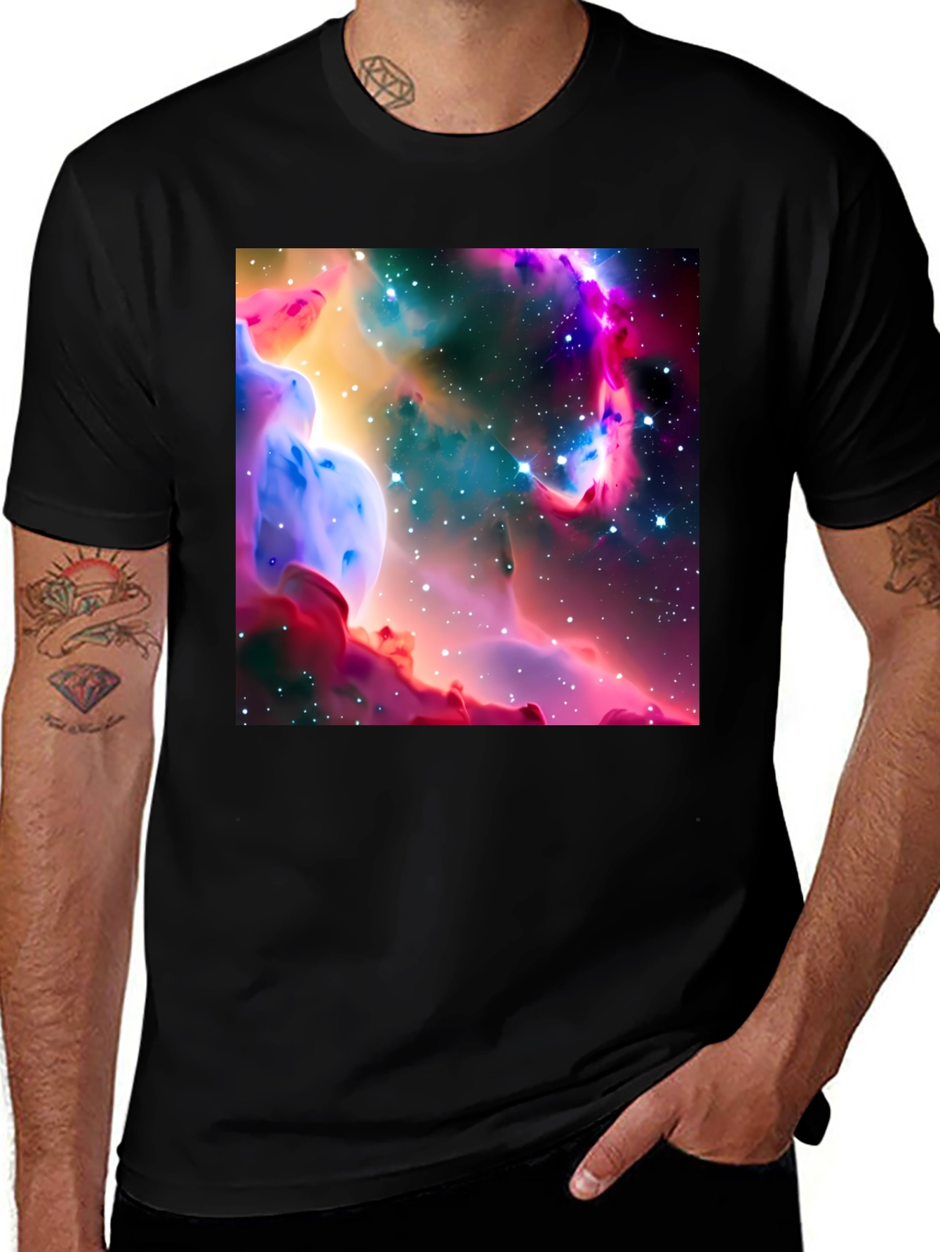 Nebula Print Black T-Shirt