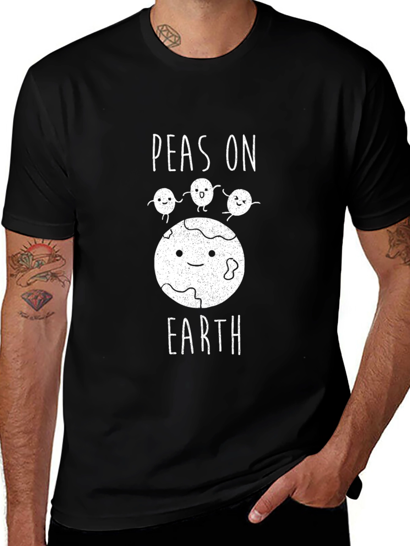 Variant 5 of Peas on Earth Graphic T-Shirt - Black