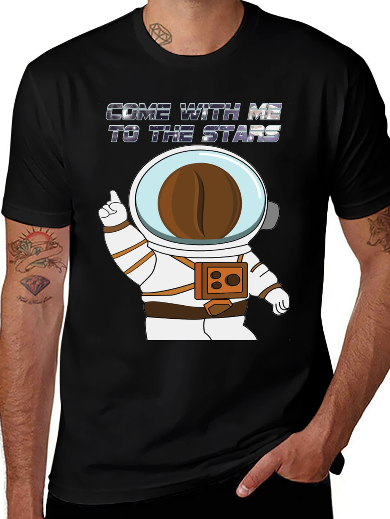 Black Astronaut Coffee Bean Black T-Shirt main image